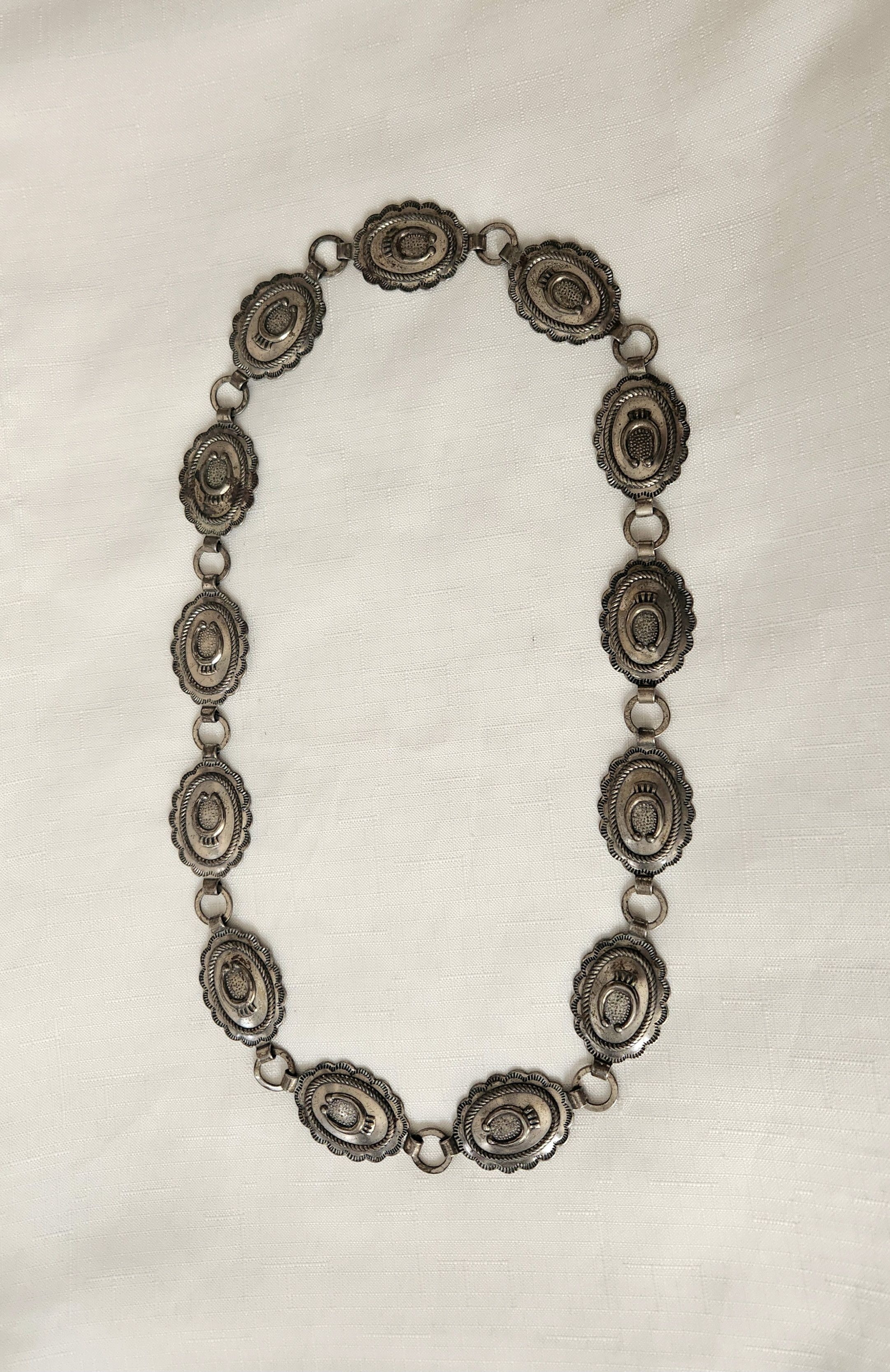 Other Sanford Sancrest R Concho Belt vtg Silver Patina color Natve Size ONE SIZE - 1 Thumbnail