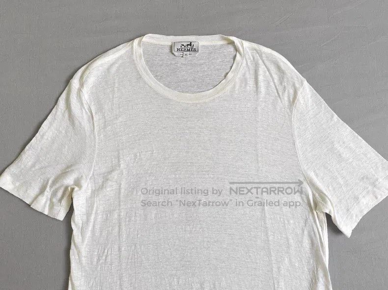 Hermes Hermes Short Sleeve T-Shirt, 100% Linen Fabric, White Colo Size US M / EU 48-50 / 2 - 2 Thumbnail