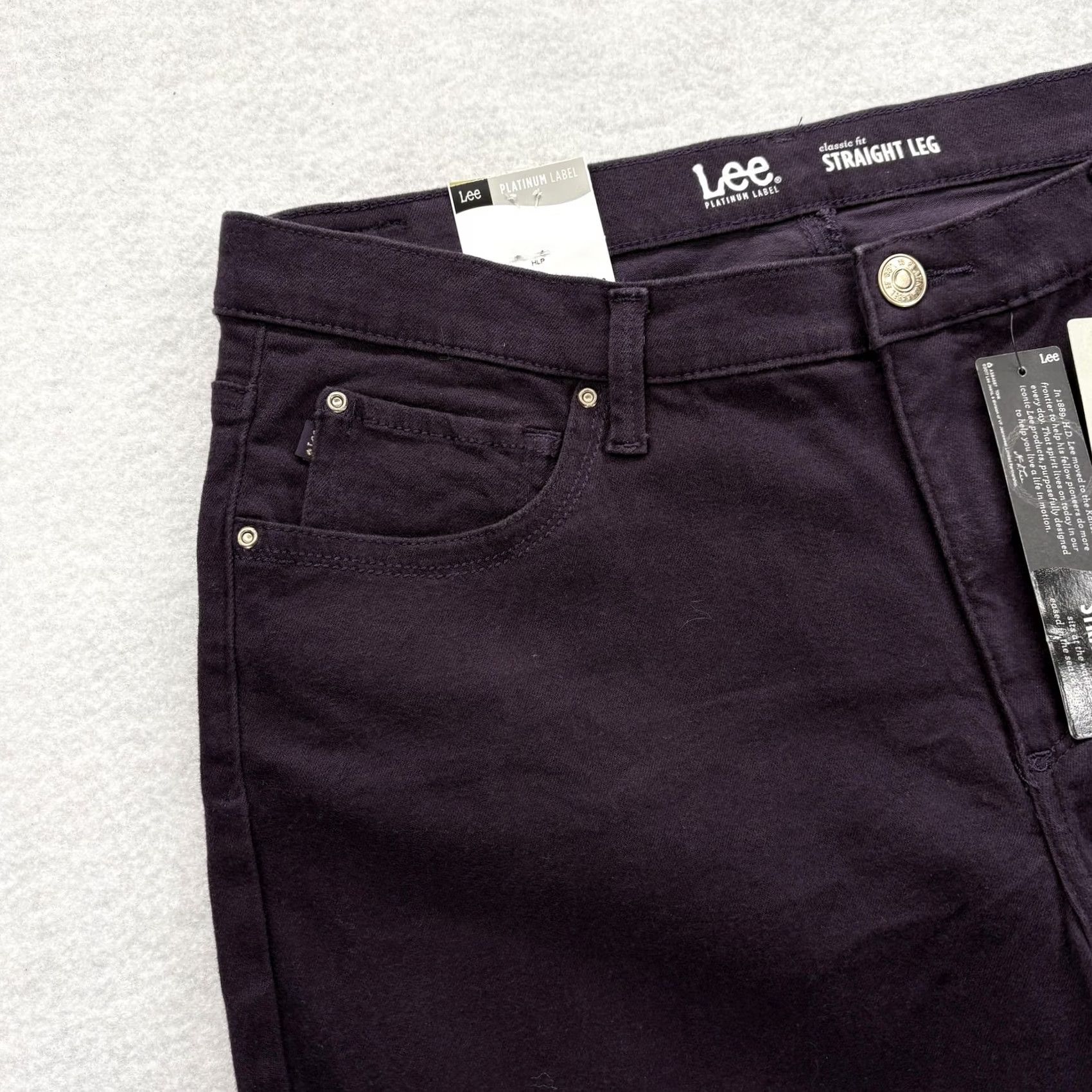 Lee Lee Jeans Womens 14 Purple Classic Fit Straight Leg Platinum Label Slim Denim Jeans Womens Color Purple Size 14 Size 36" / US 14 / IT 50 - 3 Thumbnail