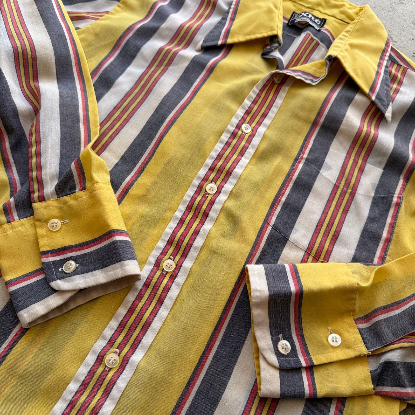 Other Vintage 70s BVD XKÉ Striped Dagger Collar button Shirt Size US L / EU 52-54 / 3 - 6 Thumbnail