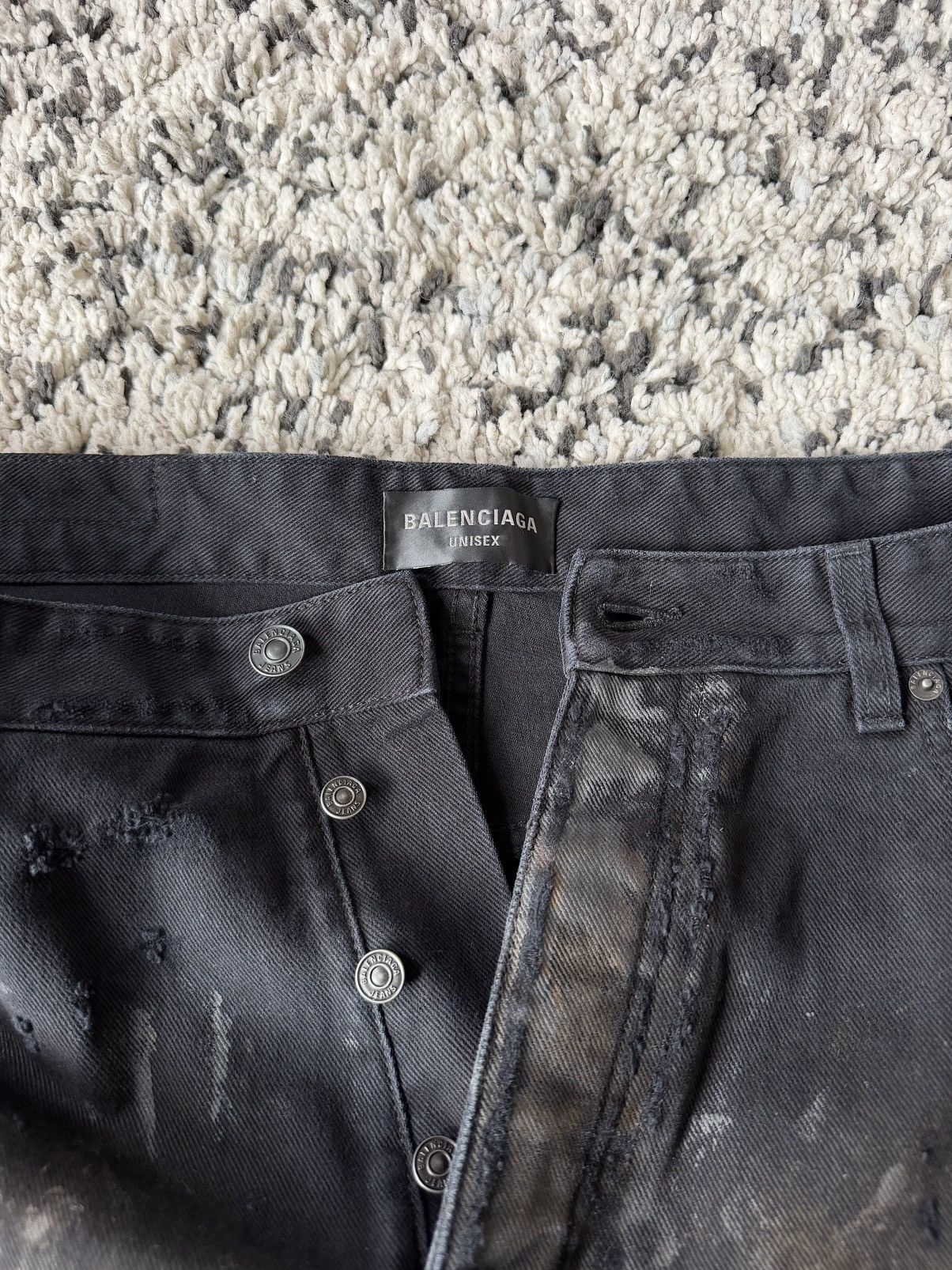 Balenciaga New Mud Show Super Destroyed Black Denim Jeans (M) Size US 34 / EU 50 - 12 Thumbnail