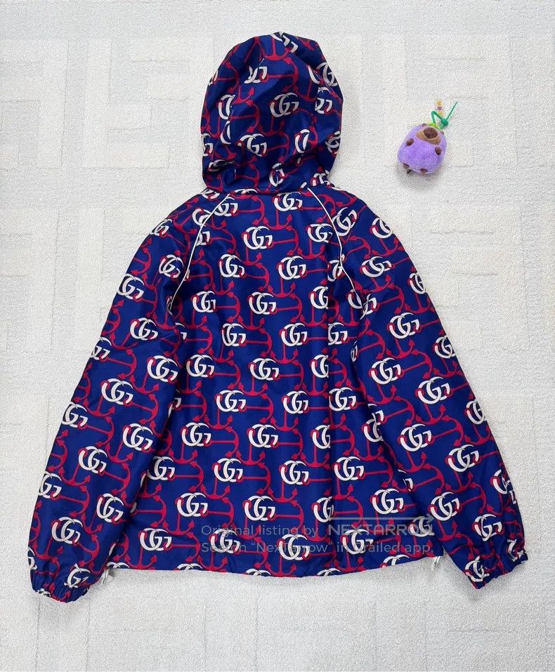 Gucci Gucci Blue double G full-print anchor logo hooded jacket Size US M / EU 48-50 / 2 - 2 Thumbnail