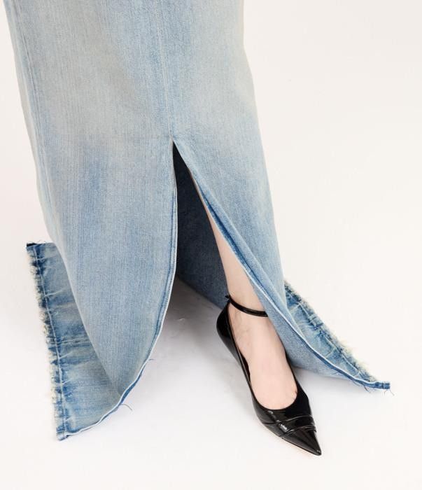 Maison Margiela o1bcso1str0526 Long Denim Skirt in Light Blue Size 28" / US 6 / IT 42 - 10 Thumbnail