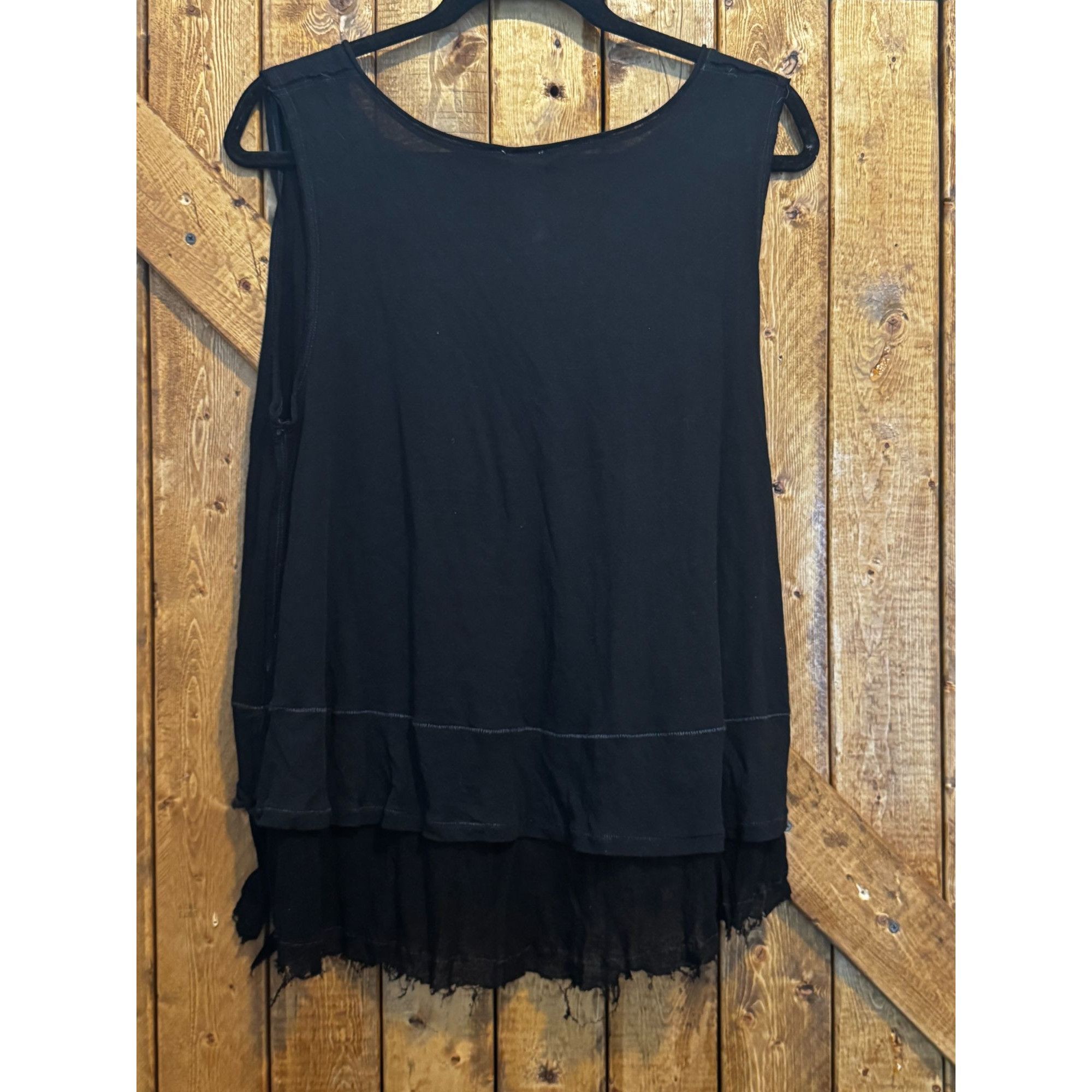 Free People We The Free People Black Hi Low Layered Tank Top Raw Hem XS Size XS / US 0-2 / IT 36-38 - 3 Thumbnail