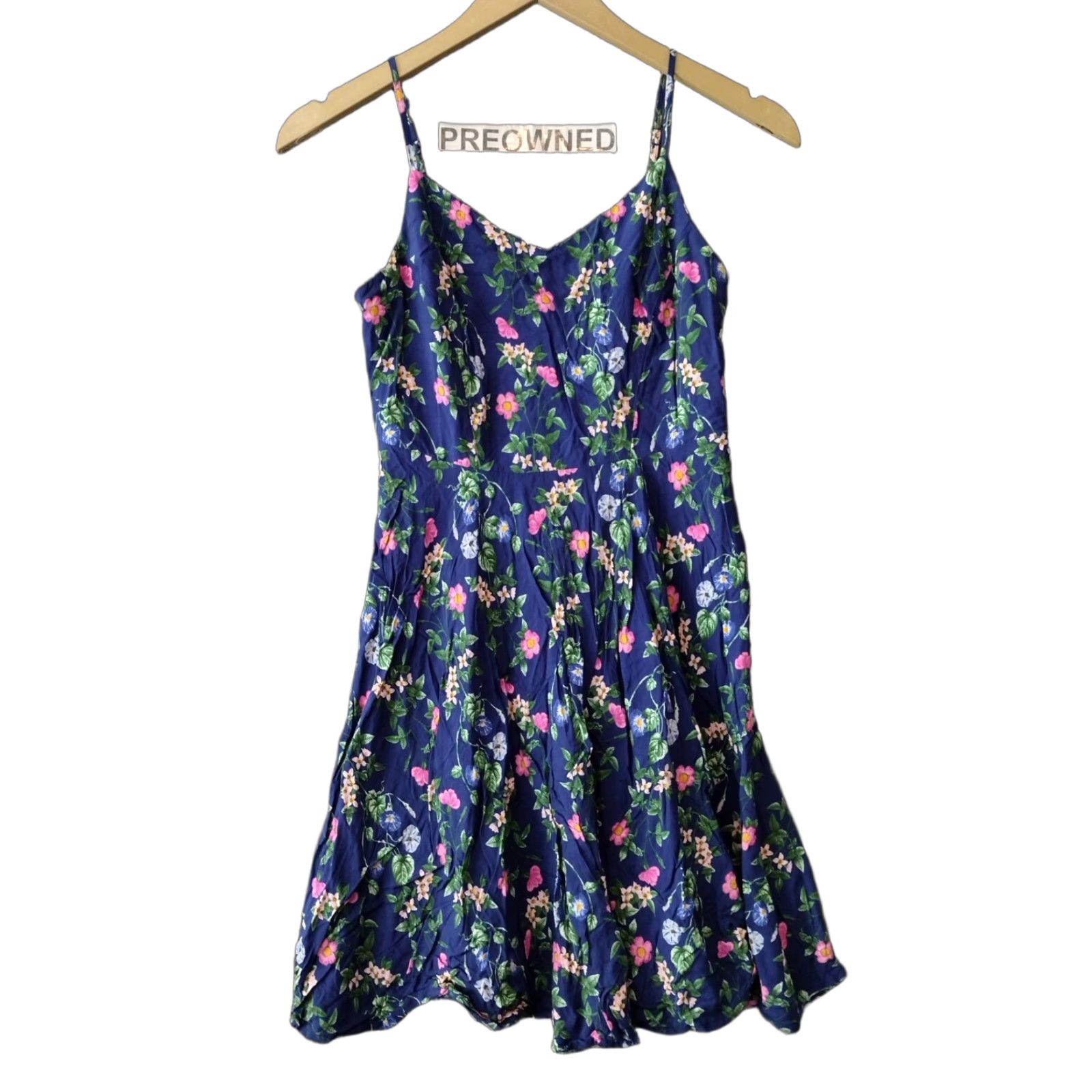 Old Navy VINTAGE Old Navy Petite Spaghetti Strap Dress Navy Blue Floral Mini Sleeveless Summer PS Womens Size S / US 4 / IT 40 - 1 Thumbnail