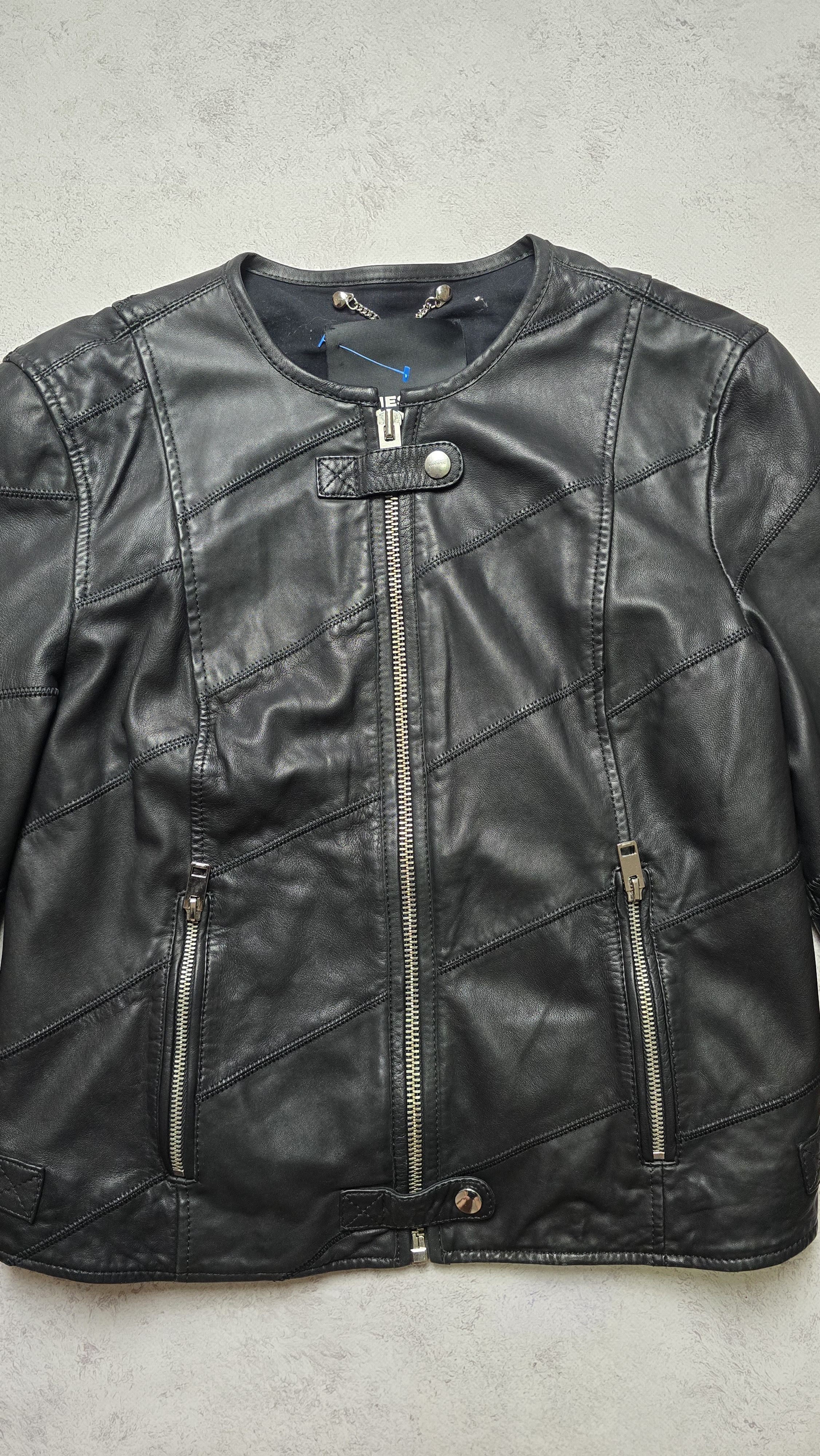 Diesel L-ARENA-A Flight Bomber motorcycle Leather Black Jacket Size M / US 6-8 / IT 42-44 - 10 Thumbnail