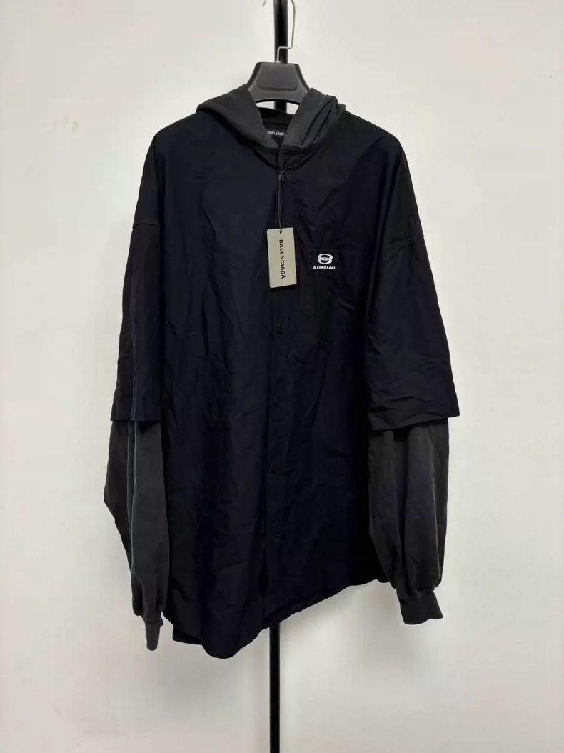 Balenciaga size 38 Black embroidered logo fake two-piece h