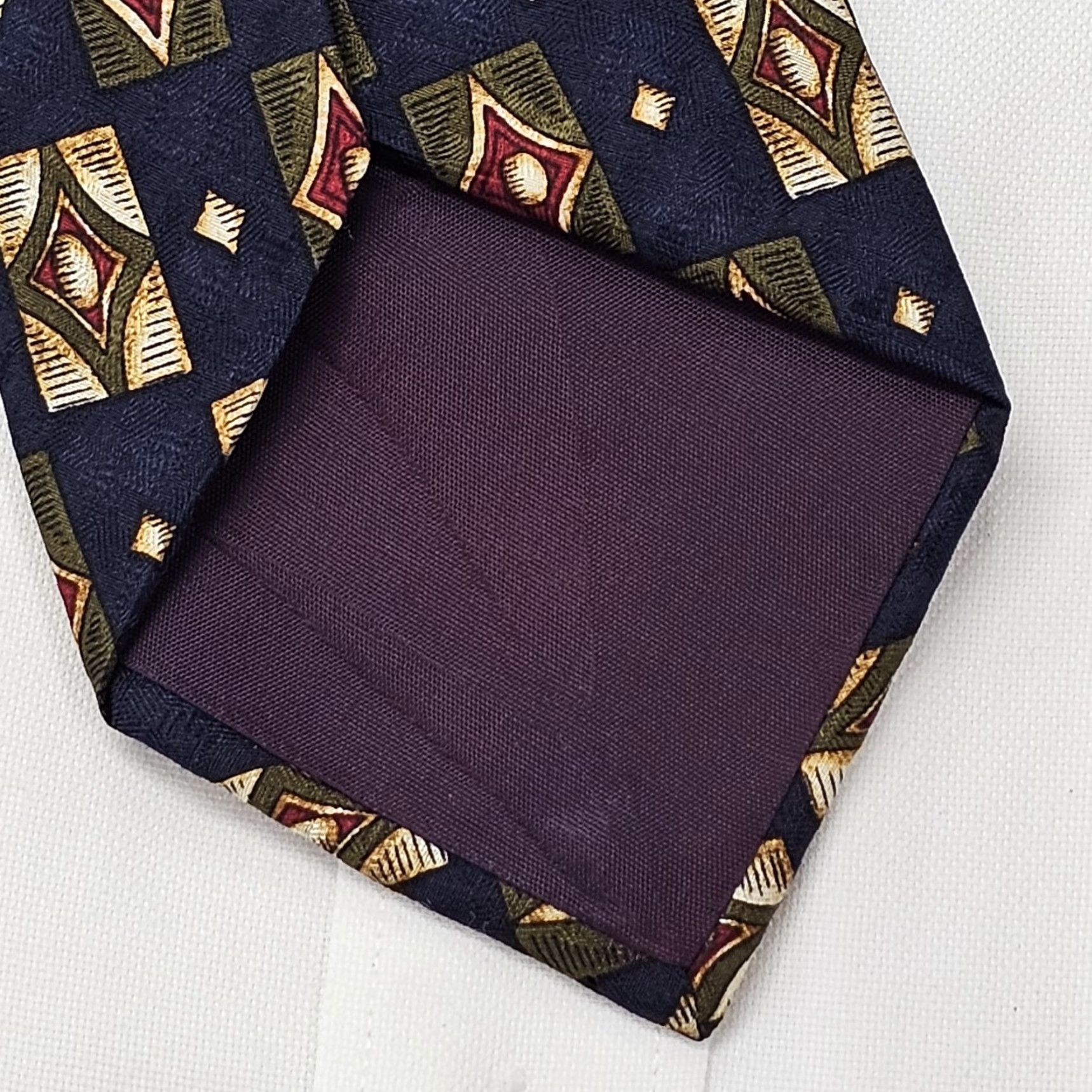 Vintage Tom James Necktie Men’s Blue Geometric Woven Abstract Tie USA 57.28" X 3.75" Silk 100% Classic Designer Mens Size ONE SIZE - 5 Thumbnail