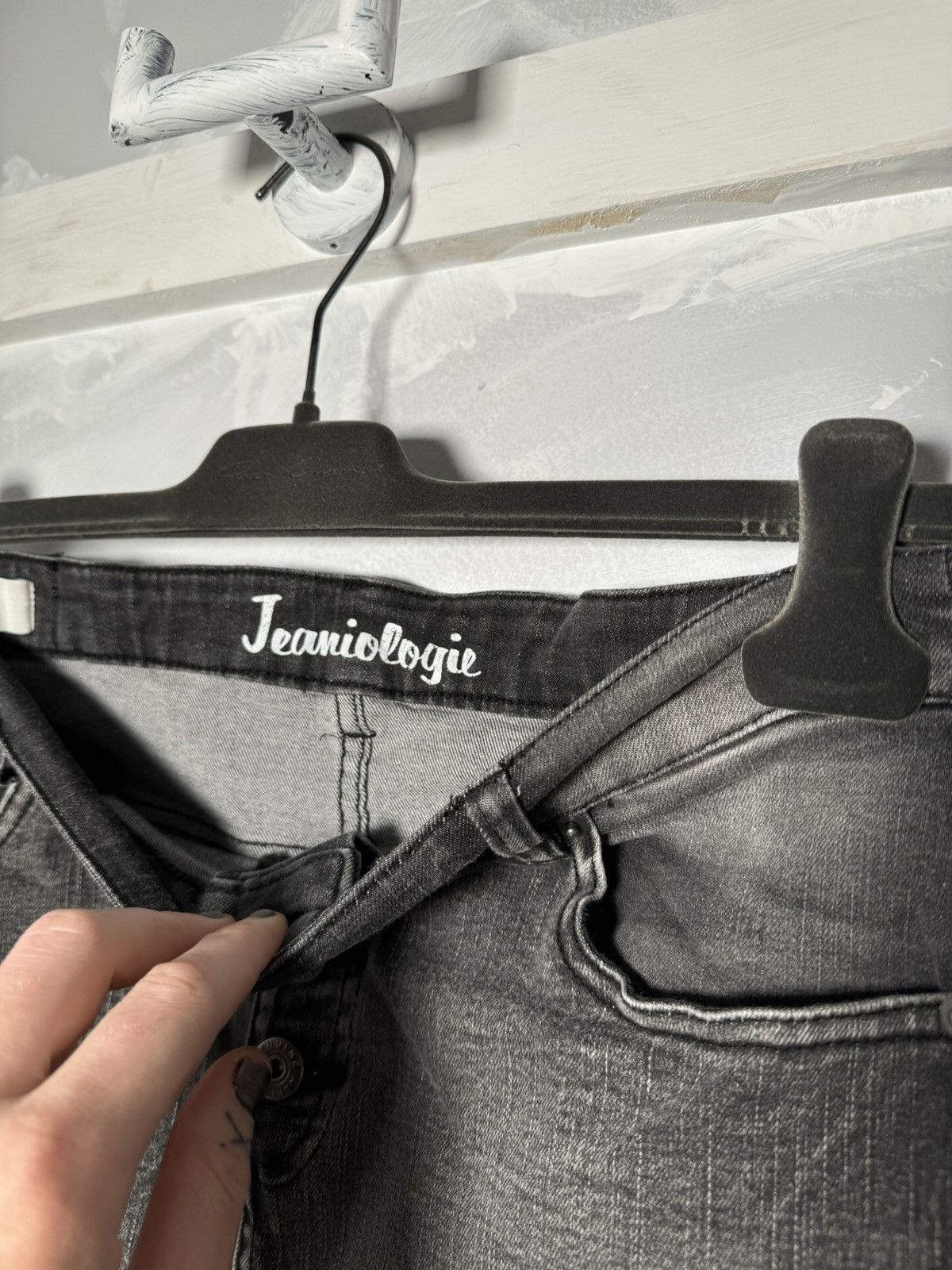 Japanese Brand Jeaniologic Charcoal Avant Garde Button Up Distressed Skirt Size 32" / US 10 / IT 46 - 3 Thumbnail