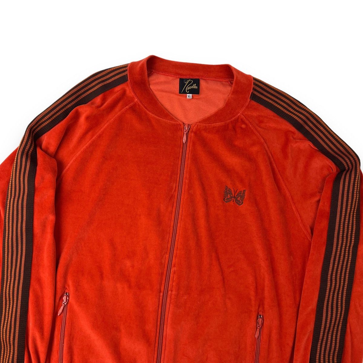 Image of Needles Burnt Orange Velour Track Jacket, Men's (Size XL)