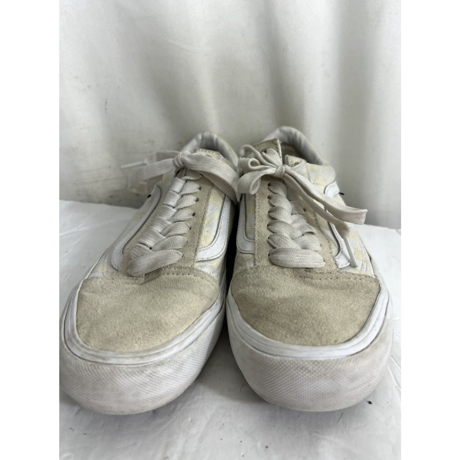 Vans Vans Mens 7.5 Ultracush Pro Cream Low Lace Up Checkered Duracap Sneakers Shoes Old Skool Sneakers Ivory Men Adult Shoes Mens Size US 8 / EU 41 - 5 Thumbnail
