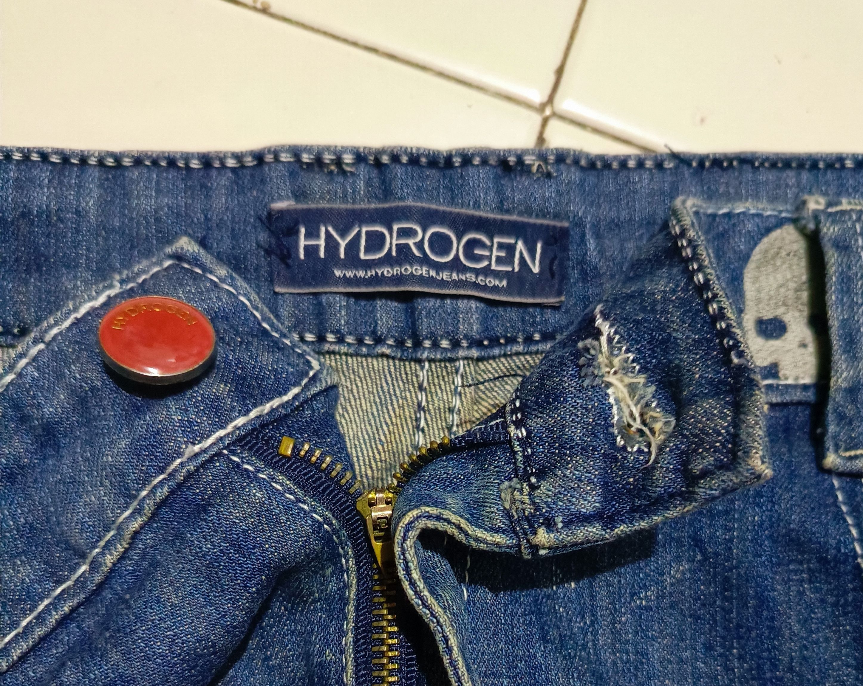 Designer CRAZY CYBER GRUNGE SKULL JEANS HYDROGEN STYLE BAGGY SKATER Size US 34 / EU 50 - 9 Thumbnail