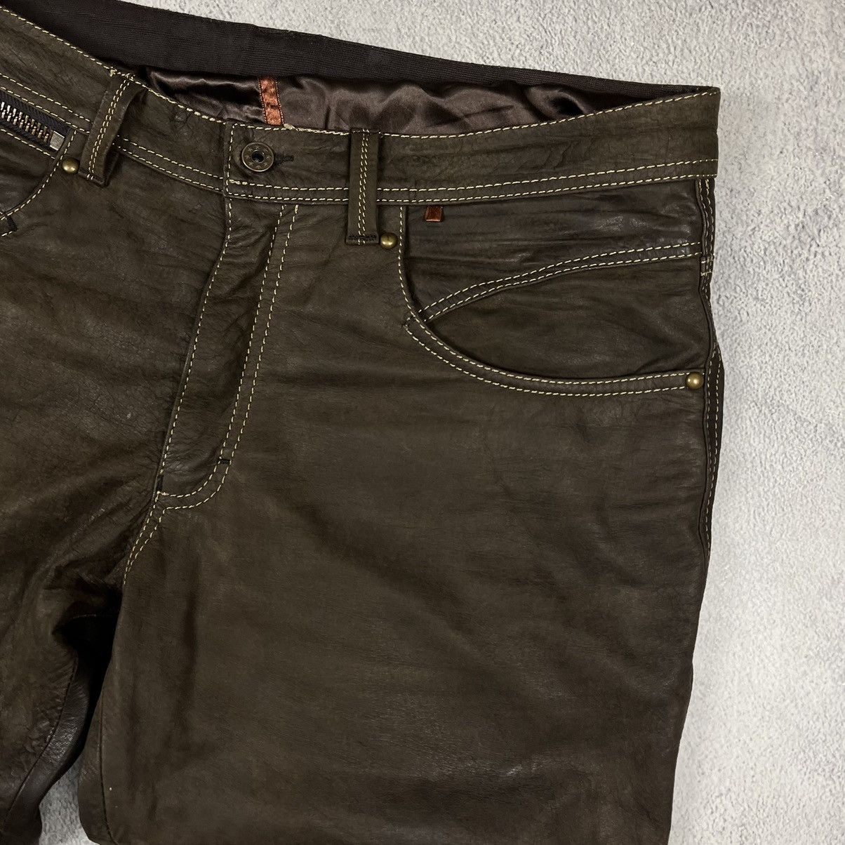 Genuine Leather × Leather Vintage Spirit Motors y2k leather pants Size US 37 - 4 Thumbnail
