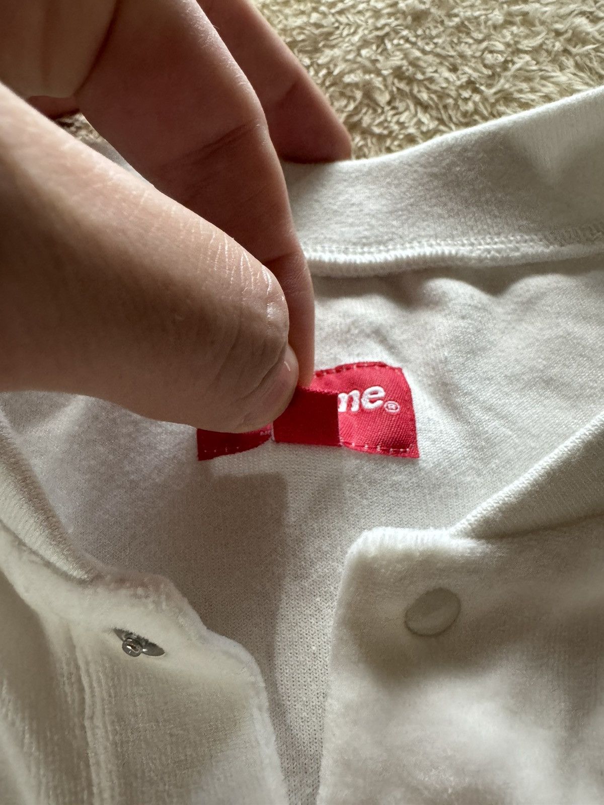 Supreme Supreme Velour Snap Henley White (Size XL) Size US XL / EU 56 / 4 - 9 Thumbnail