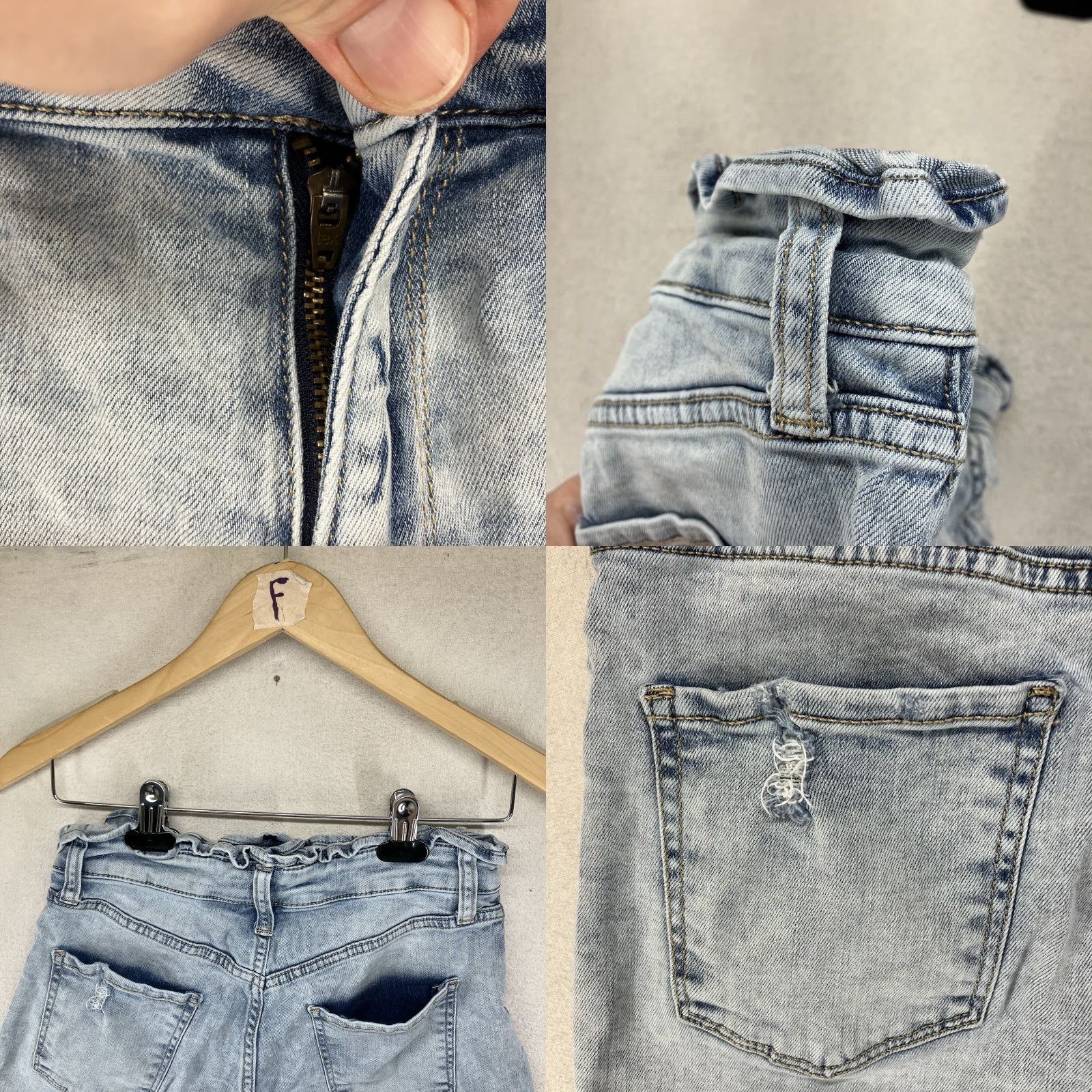 Vintage Arizona Jeans Women's Juniors Size 5 High Rise Cut-Off Shorts Blue 90s Retro Ruffle Waist Size 27" / US 4 / IT 40 - 8 Thumbnail