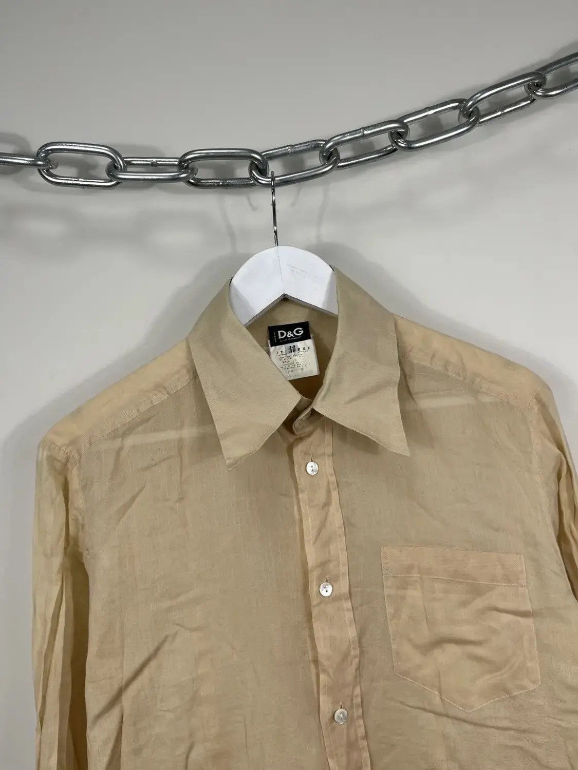 Dolce & Gabbana × Vintage Vintage Dolce & Gabanna Men's Yellow Luxury Button Up Shirt Size US M / EU 48-50 / 2 - 3 Thumbnail