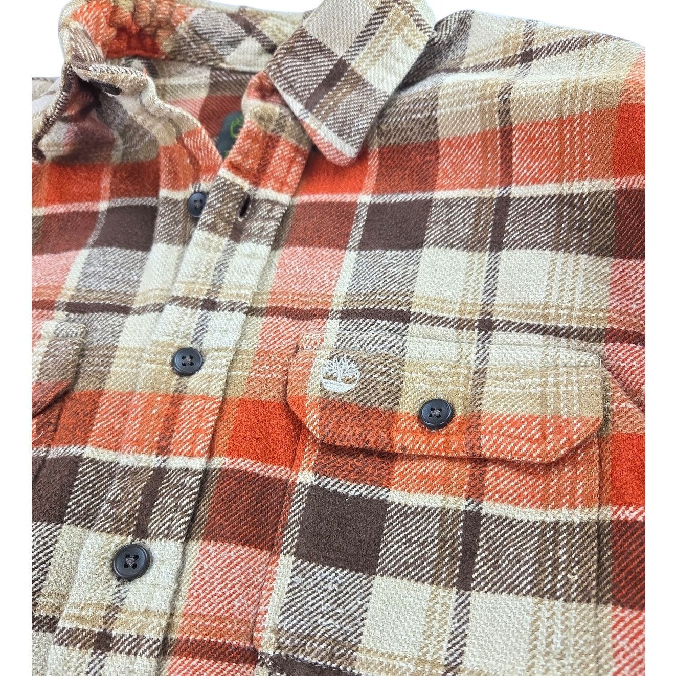 Timberland Timberland | Button Up Orange/Brown/Cream Flannel | Medium Size US M / EU 48-50 / 2 - 2 Thumbnail