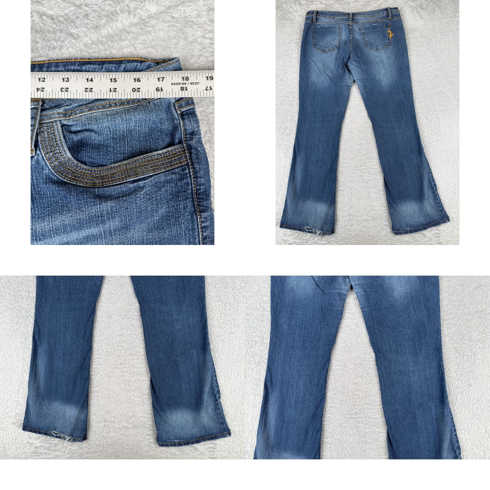 Vintage Phat Fashion Jeans Women Blue Denim Bootcut Mid Rise 36x31 15 Regular 36 Waist 31 Inseam 5-Pocket Denim Cotton Blend Stretch City Vintage No N/A Size 36" / US 14 / IT 50 - 9 Thumbnail