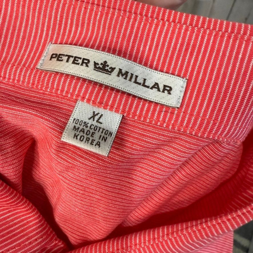 Peter Millar Peter Millar Men's XL Coral Striped Short Sleeve Polo Golf Size US XL / EU 56 / 4 - 3 Thumbnail