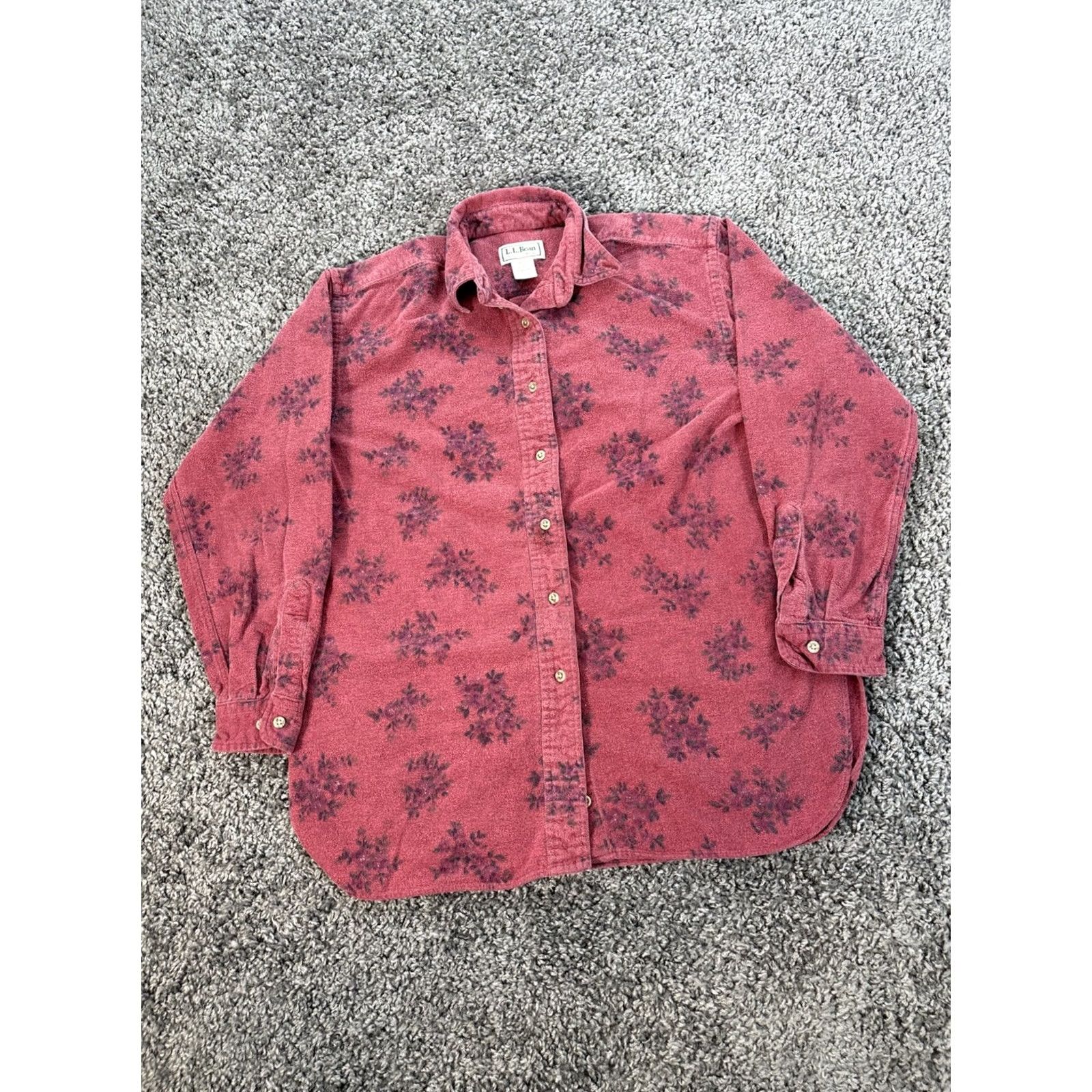 Vintage VINTAGE L.L. Bean Shirt Womens S Long Sleeve Button Up Red Floral Print Size S / US 4 / IT 40 - 2 Thumbnail
