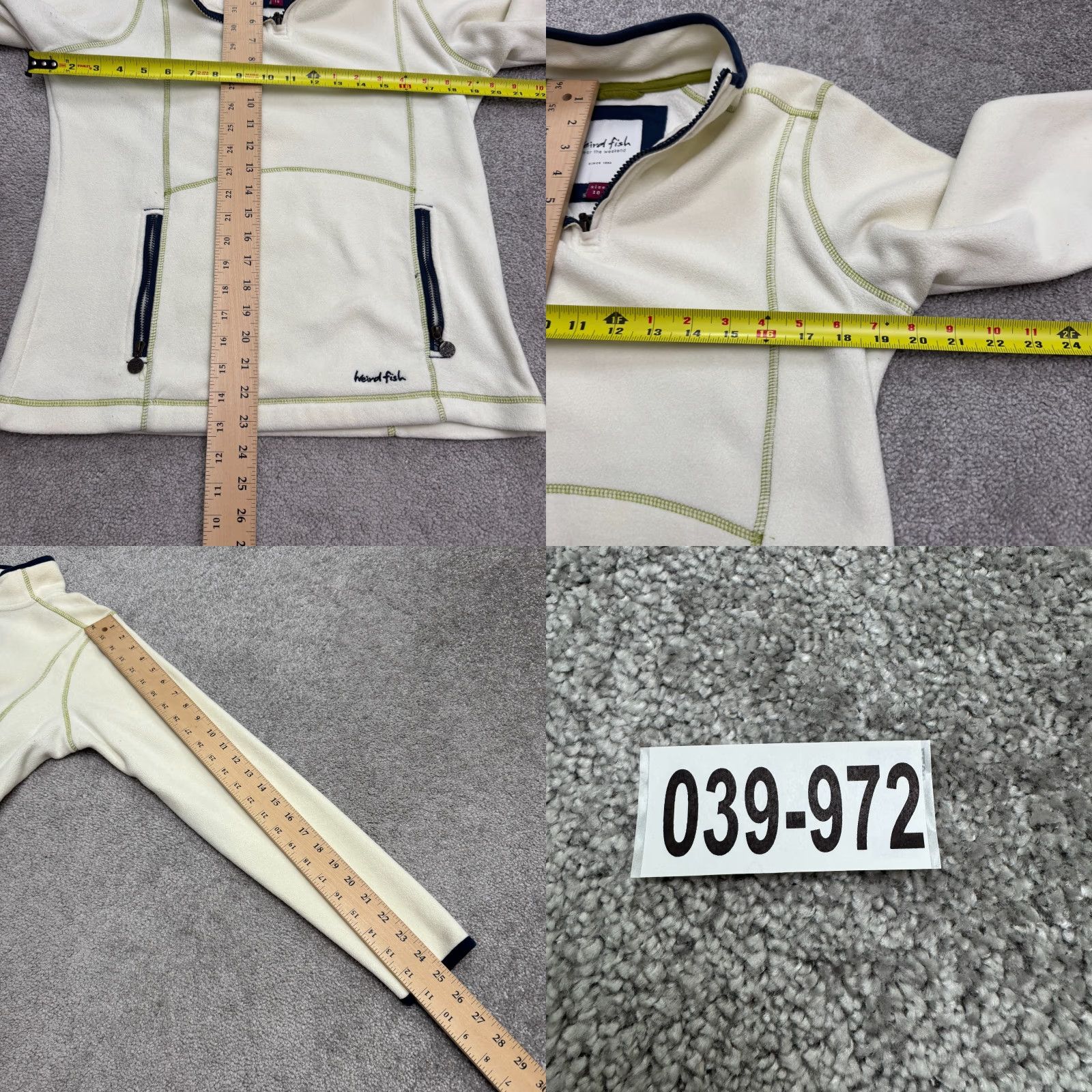 Vintage Weird Fish 1/4 Zip pullover Fleece Jacket Women 10 Cream Contrast Stitch Outdoor Size L / US 10 / IT 46 - 9 Thumbnail