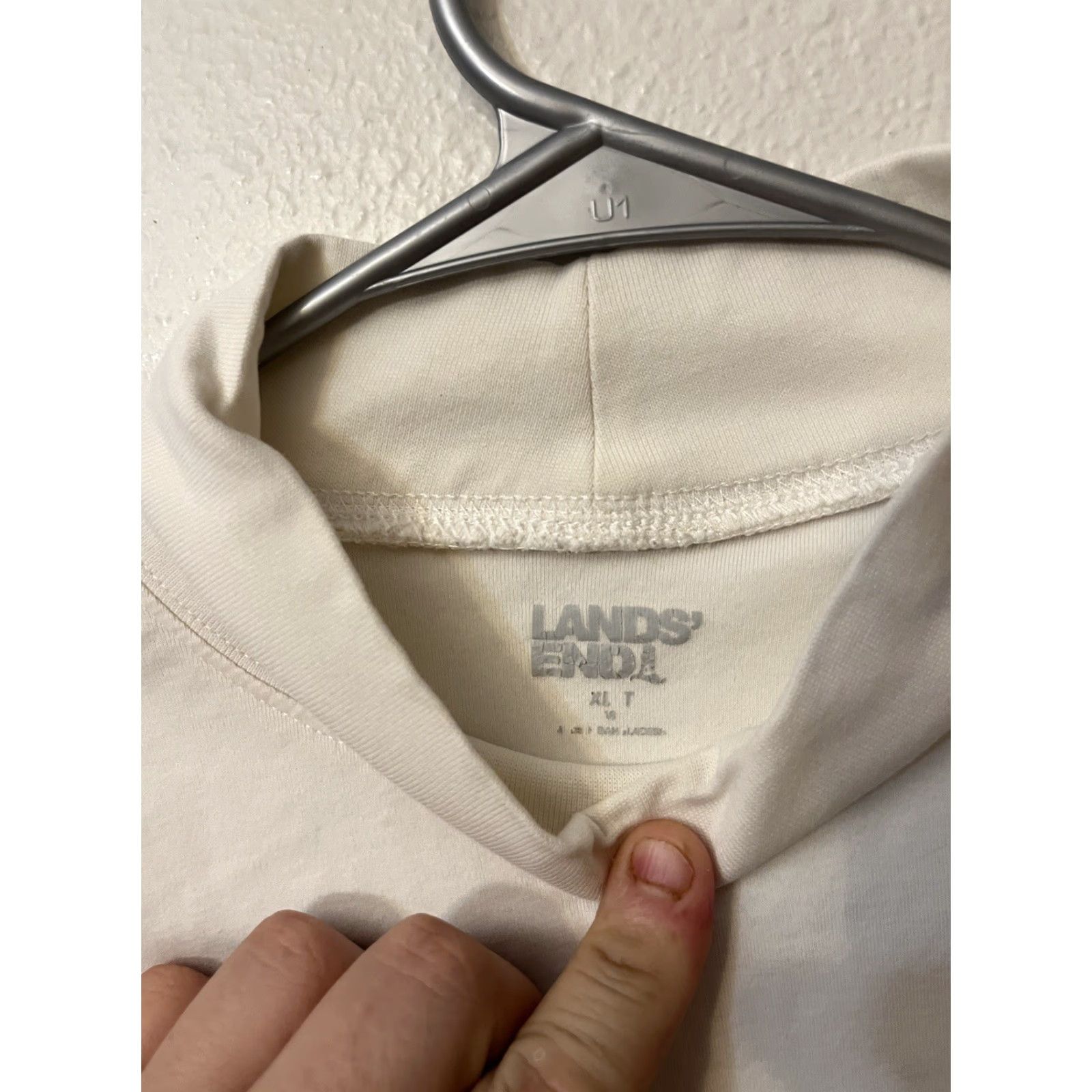 Lands' End Lands' End Top Womens XL 18 White Mock T Long Sleeve 100% Cotton Shirt Size XL / US 12-14 / IT 48-50 - 2 Thumbnail