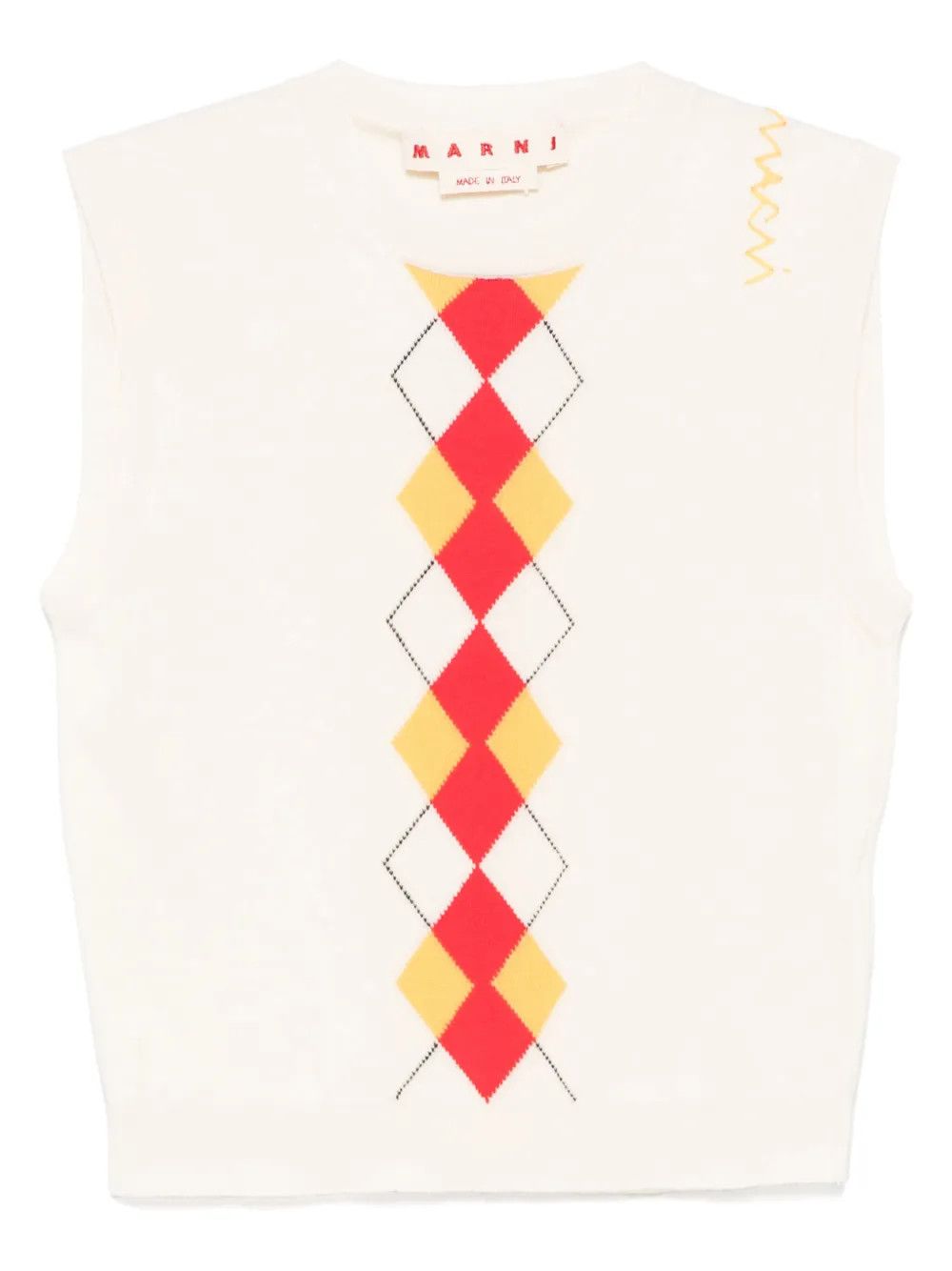 Marni o1w1db10426 Argyle-Pattern Vest in Light Beige Size S / US 4 / IT 40 - 1 Thumbnail