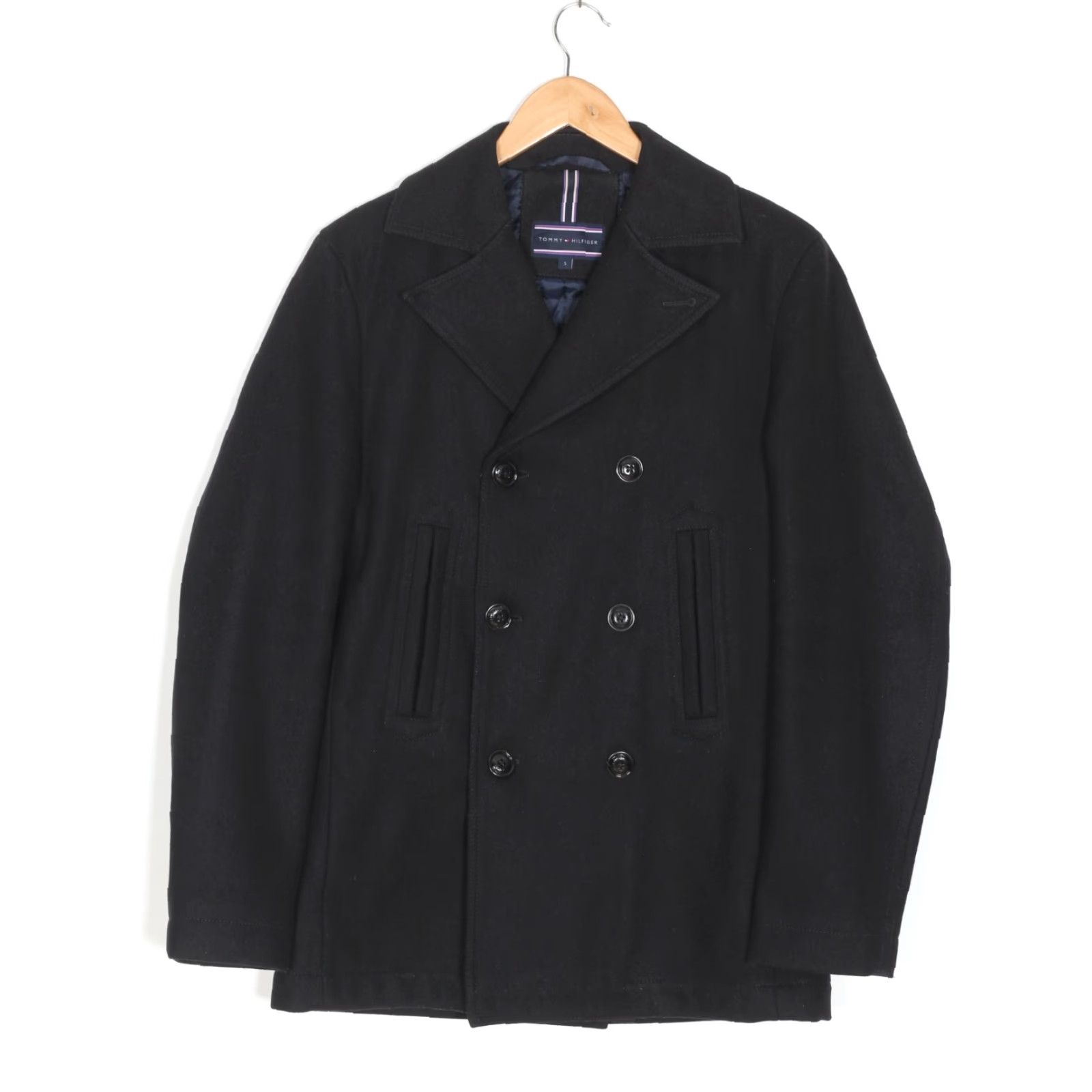 Tommy Hilfiger TOMMY HILFIGER Coat Men Size S Navy Wool Double Breasted Pea Coat Size S / US 4 / IT 40 - 2 Thumbnail