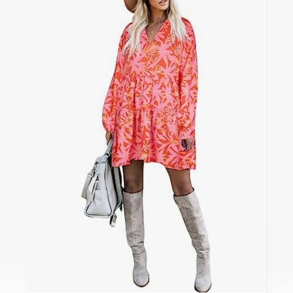 Other NWT FANCYINN Cute Mini Shift Dress w/ Bell Sleeves & V-Neck Size XL / US 12-14 / IT 48-50 - 4 Thumbnail