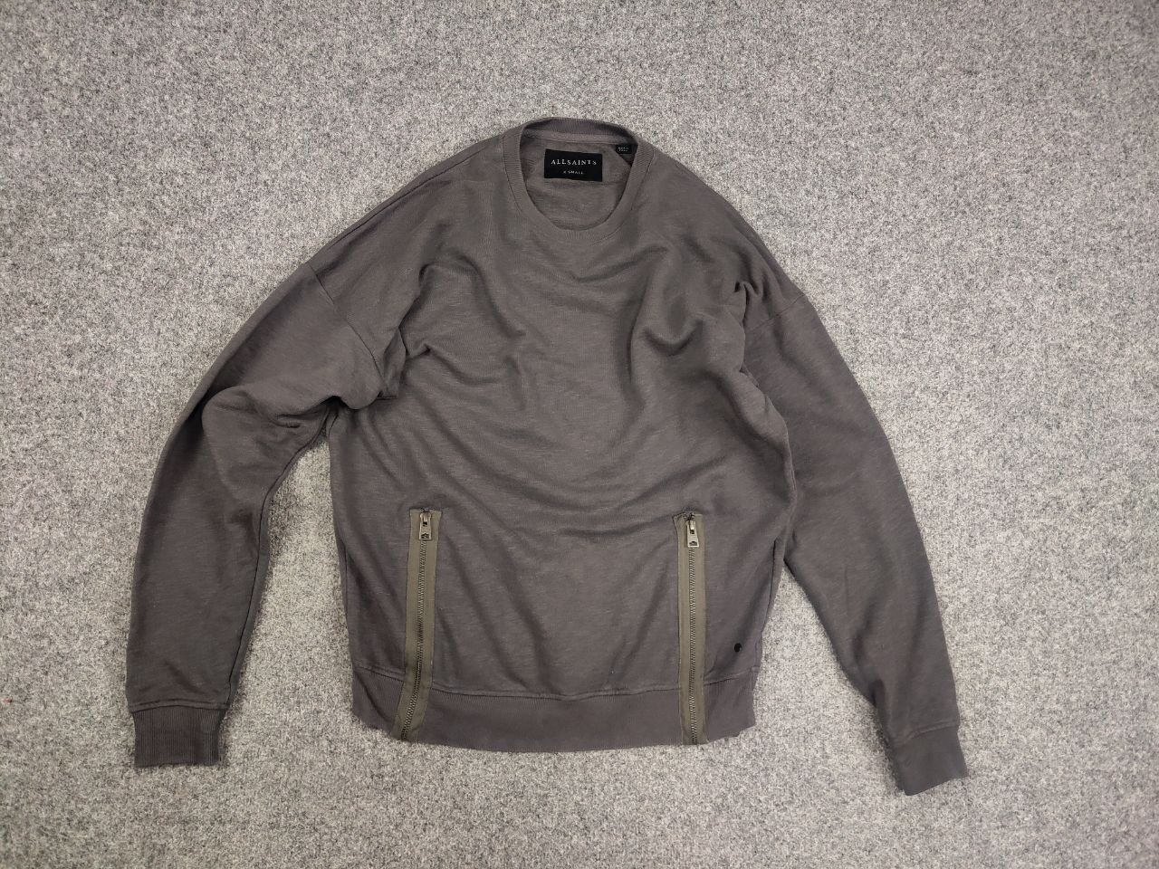 Allsaints Allsaints Rider CrewChek Military Zip Pocket Gray Sweatshirt Size US S / EU 44-46 / 1 - 7 Thumbnail