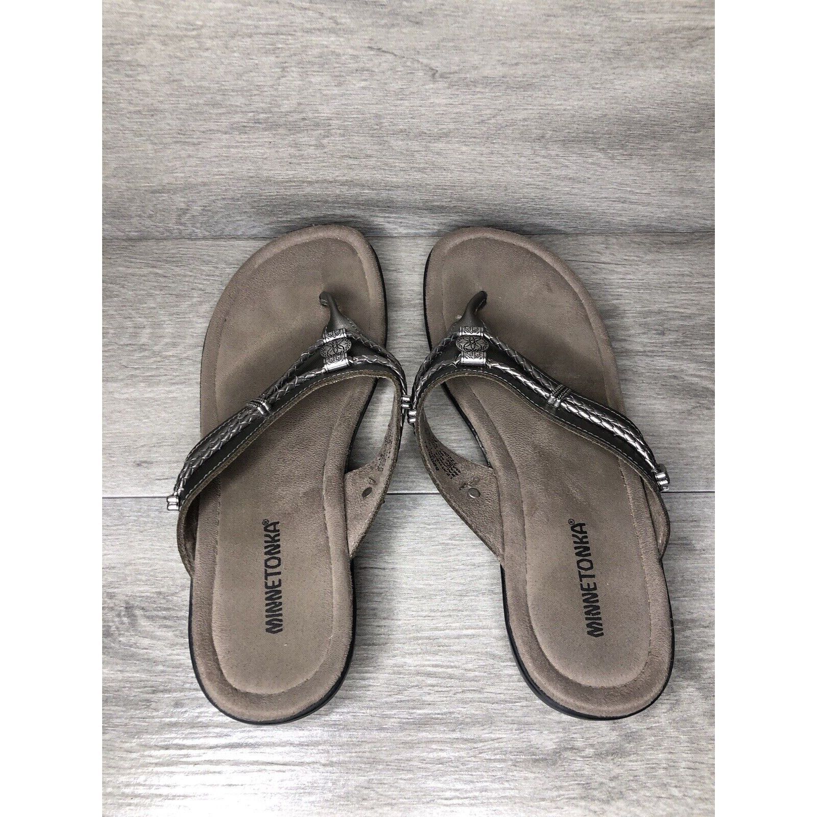 Minnetonka Minnetonka Pewter Silver Silverthorne Filp Flop Thong Sandal Size US 10 / IT 40 - 4 Thumbnail