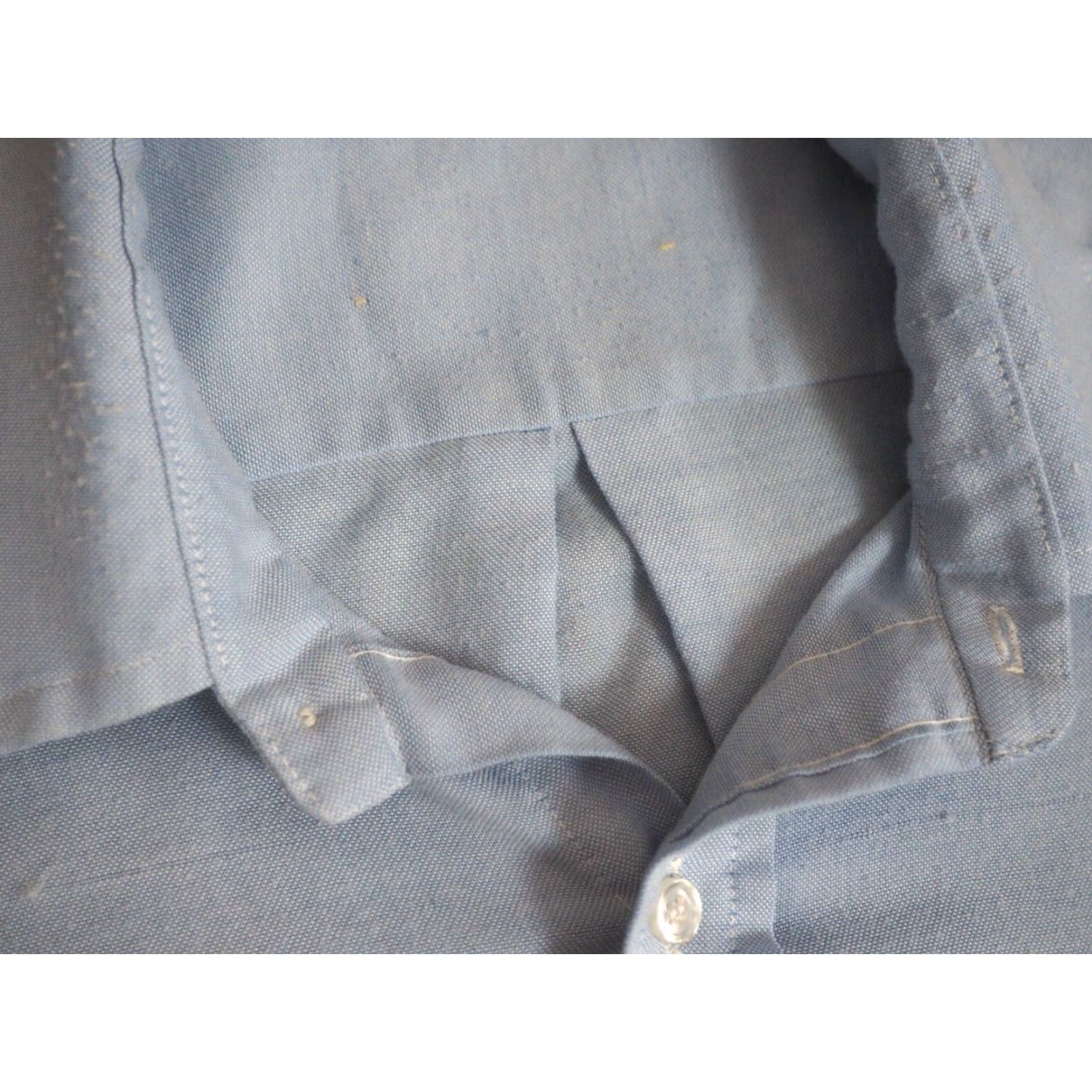 Vintage VINTAGE 70s Faded Blue Polycotton Pocket Ivy Prep Retro Button Shirt Mens L Size US L / EU 52-54 / 3 - 4 Thumbnail