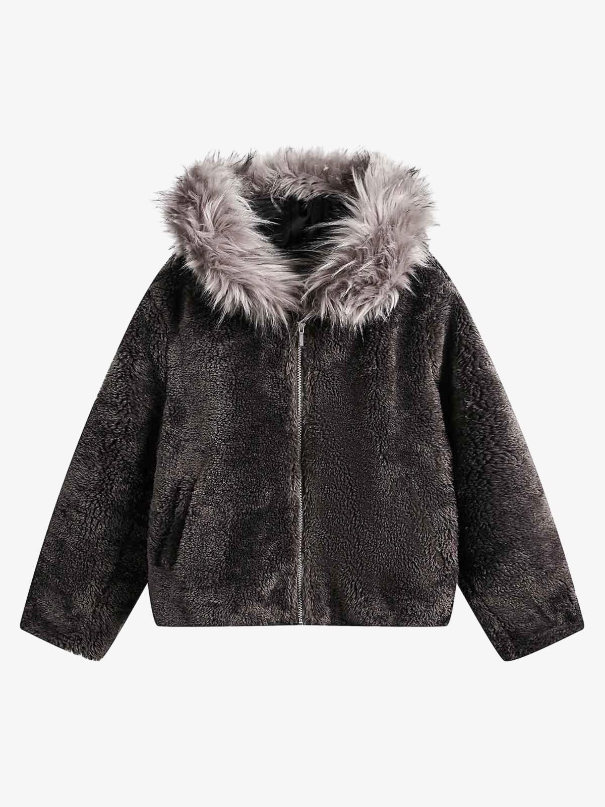 Japanese Brand Faux Fur Hooded Fleece Jacket, Cozy Winter Outerwear Size US M / EU 48-50 / 2 - 1 Thumbnail