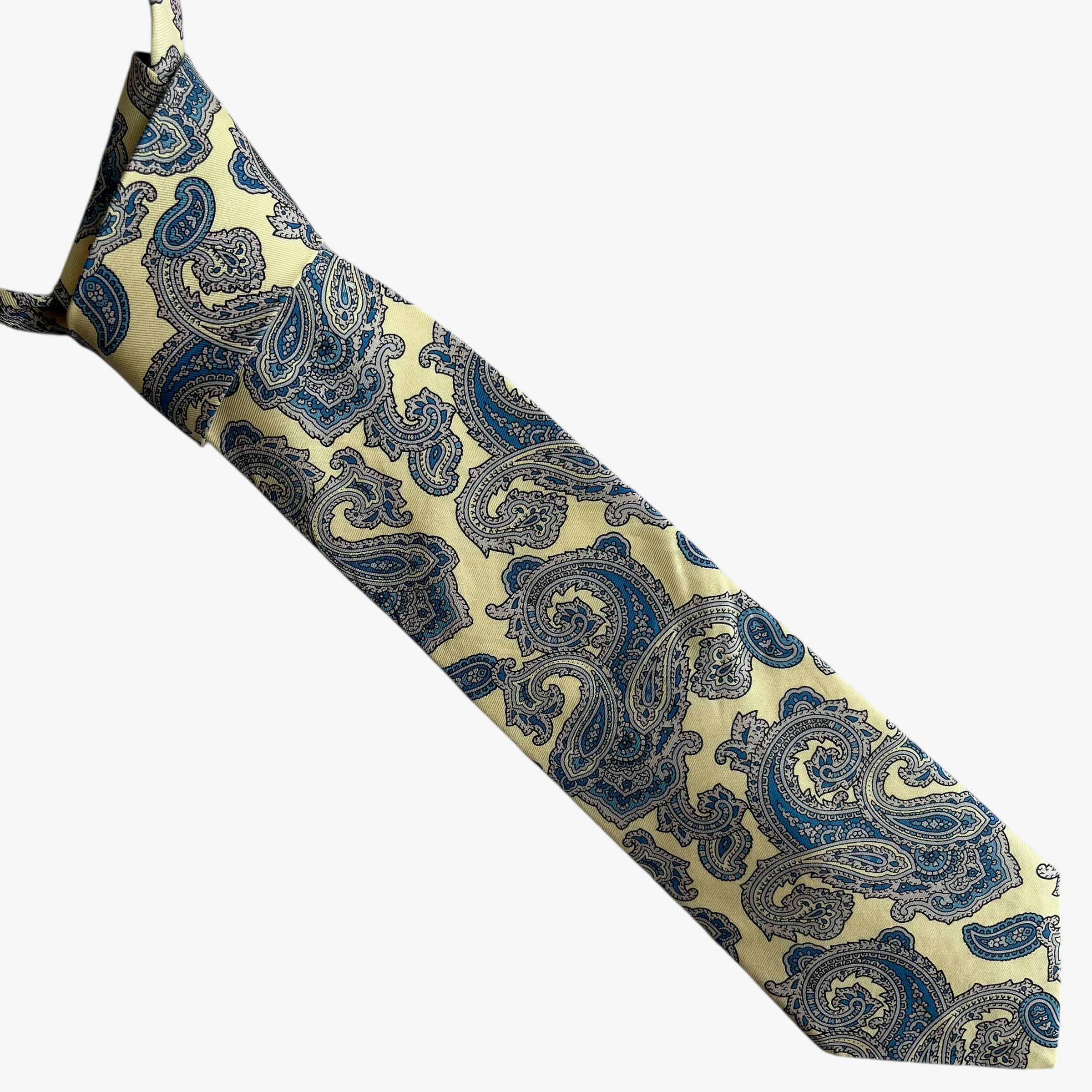 Gant Vintage 90s Gant Blue Paisley Print Yellow Silk Tie Size ONE SIZE - 1 Thumbnail
