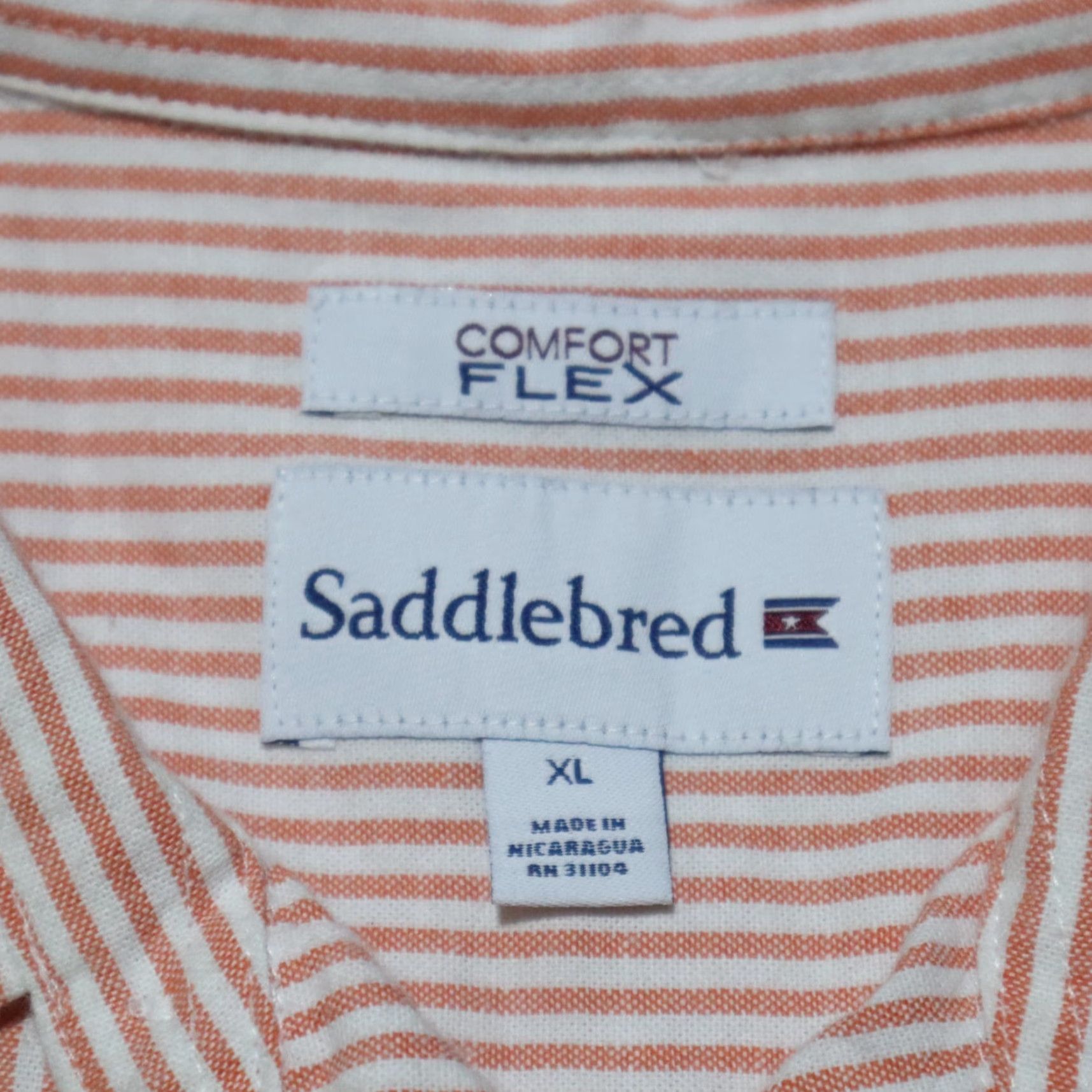 Vintage Saddlebred Shirt Orange Stripes Button Up Short Sleeve Men's XL Extra Large Size US XL / EU 56 / 4 - 3 Thumbnail