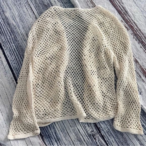 Other Vintage Christopher & Banks Cream Crochet Knit Cardigan Size M / US 6-8 / IT 42-44 - 2 Thumbnail