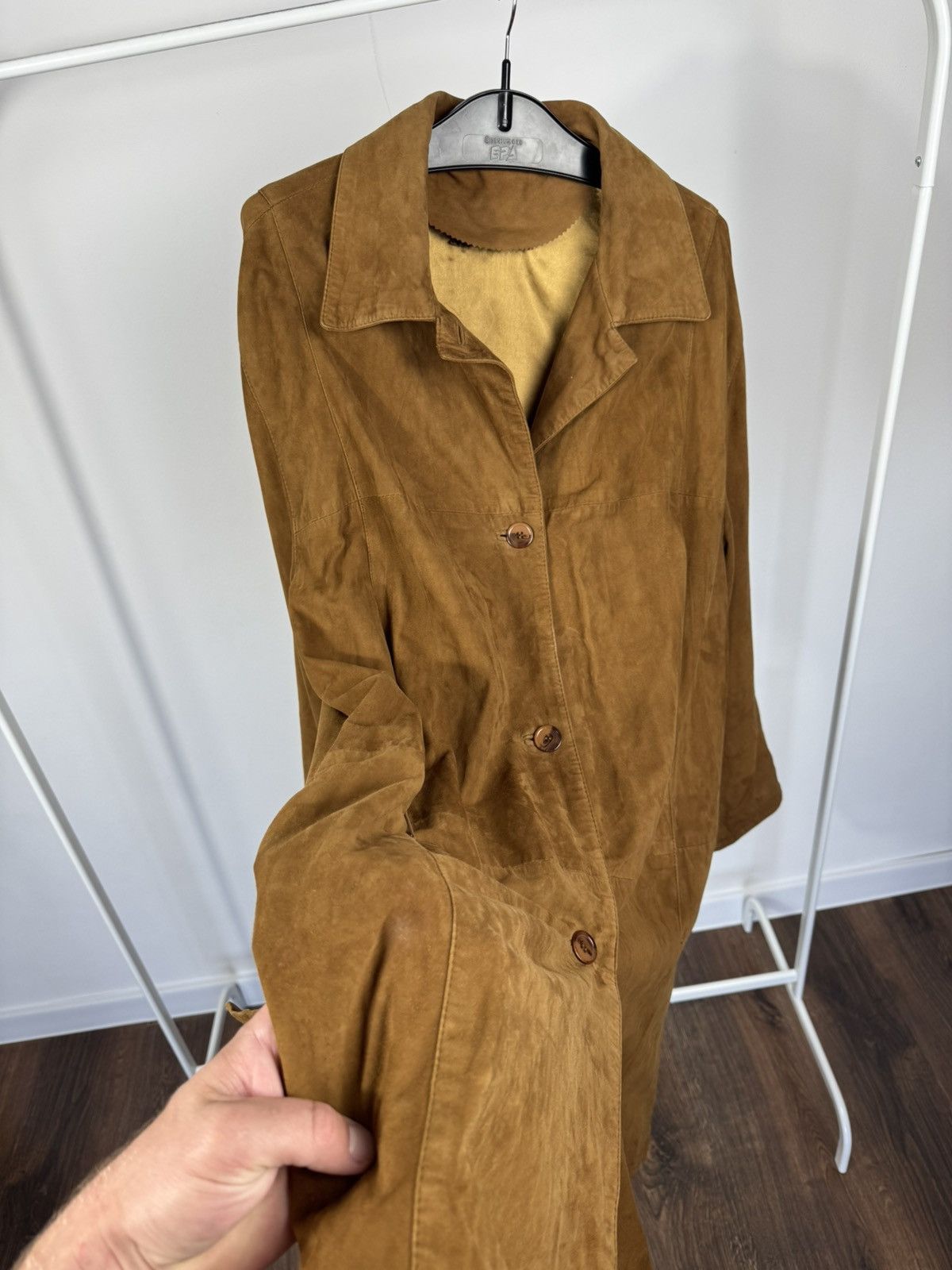 Leather Vintage Brown Suede Leather Trench Coat Jacket Men’s Coat Size US L / EU 52-54 / 3 - 9 Thumbnail