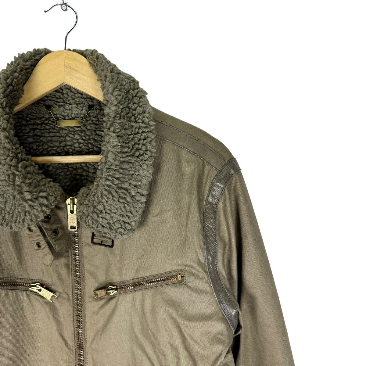 Japanese Brand × United Arrows × monkey time 🌟MONKEY TIME B3 SHERPA LEATHER PART ZIPPER JACKET Size L / US 10 / IT 46 - 3 Thumbnail