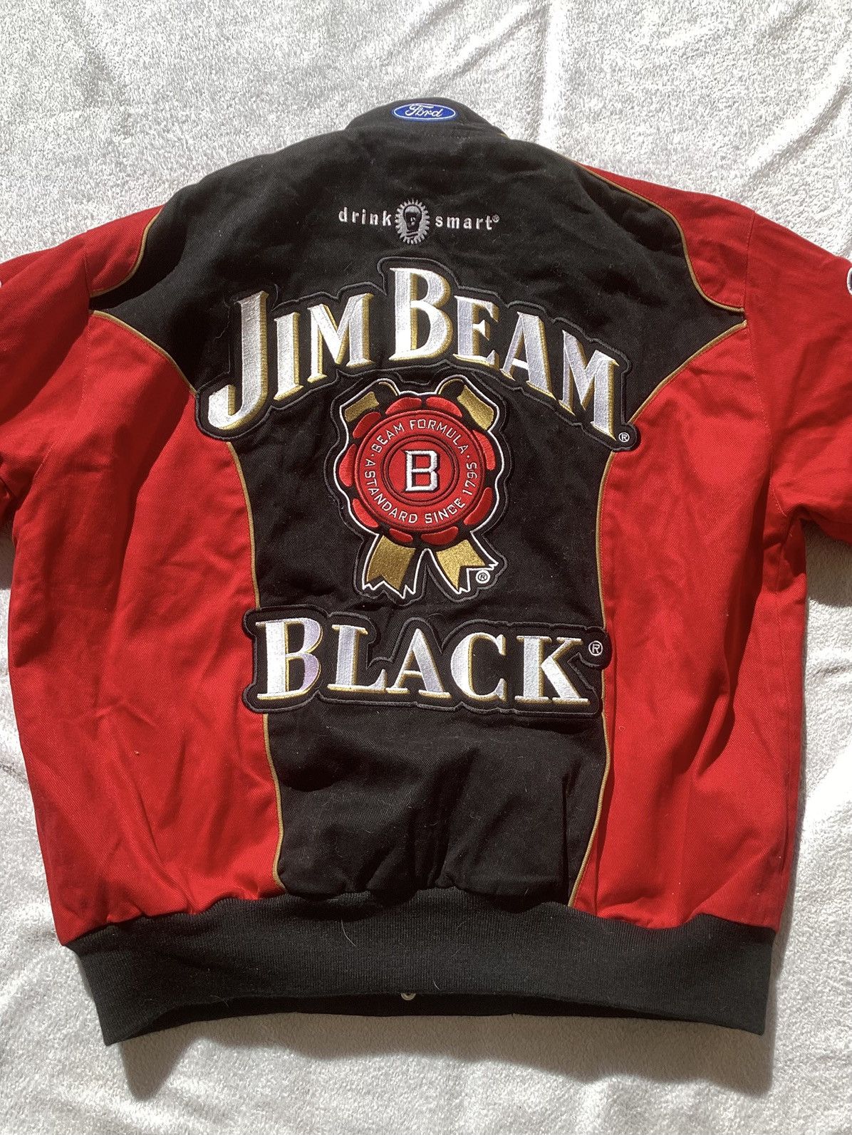 NASCAR Vtg Robby Gordon Jim beam black whiskey racing twill jacket Size US L / EU 52-54 / 3 - 4 Thumbnail