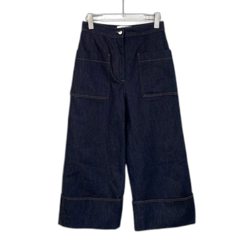 Fendi Fendi Dark Blue Cotton WideLeg Pants Size US 34 / EU 50 - 1 Thumbnail