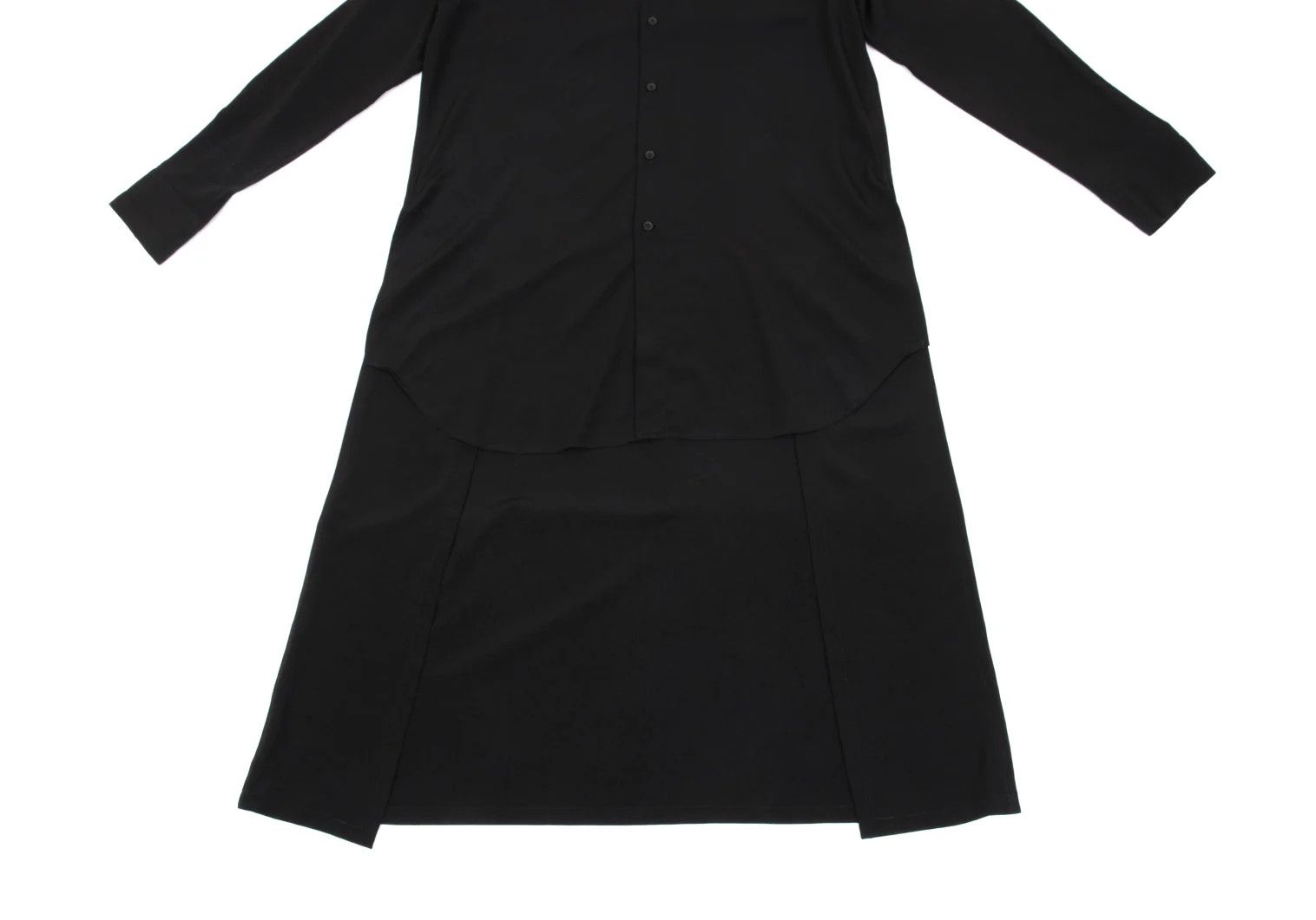 Yohji Yamamoto Long Back Hem Double Collar Shirt in Black Size US L / EU 52-54 / 3 - 9 Thumbnail