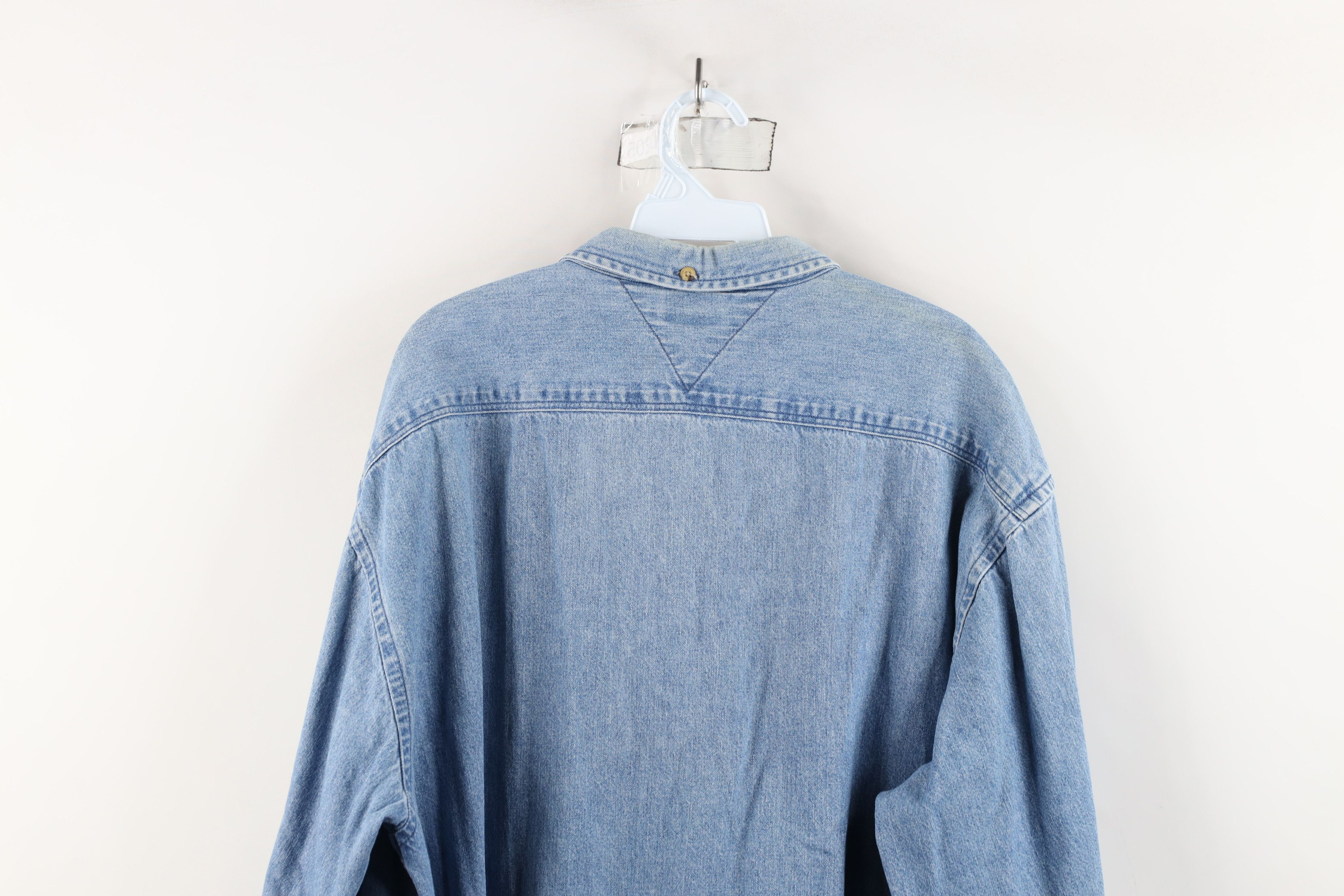 Tommy Hilfiger × Vintage Vintage 90s Tommy Hilfiger Board Denim Jean Button Shirt Size US XL / EU 56 / 4 - 13 Thumbnail