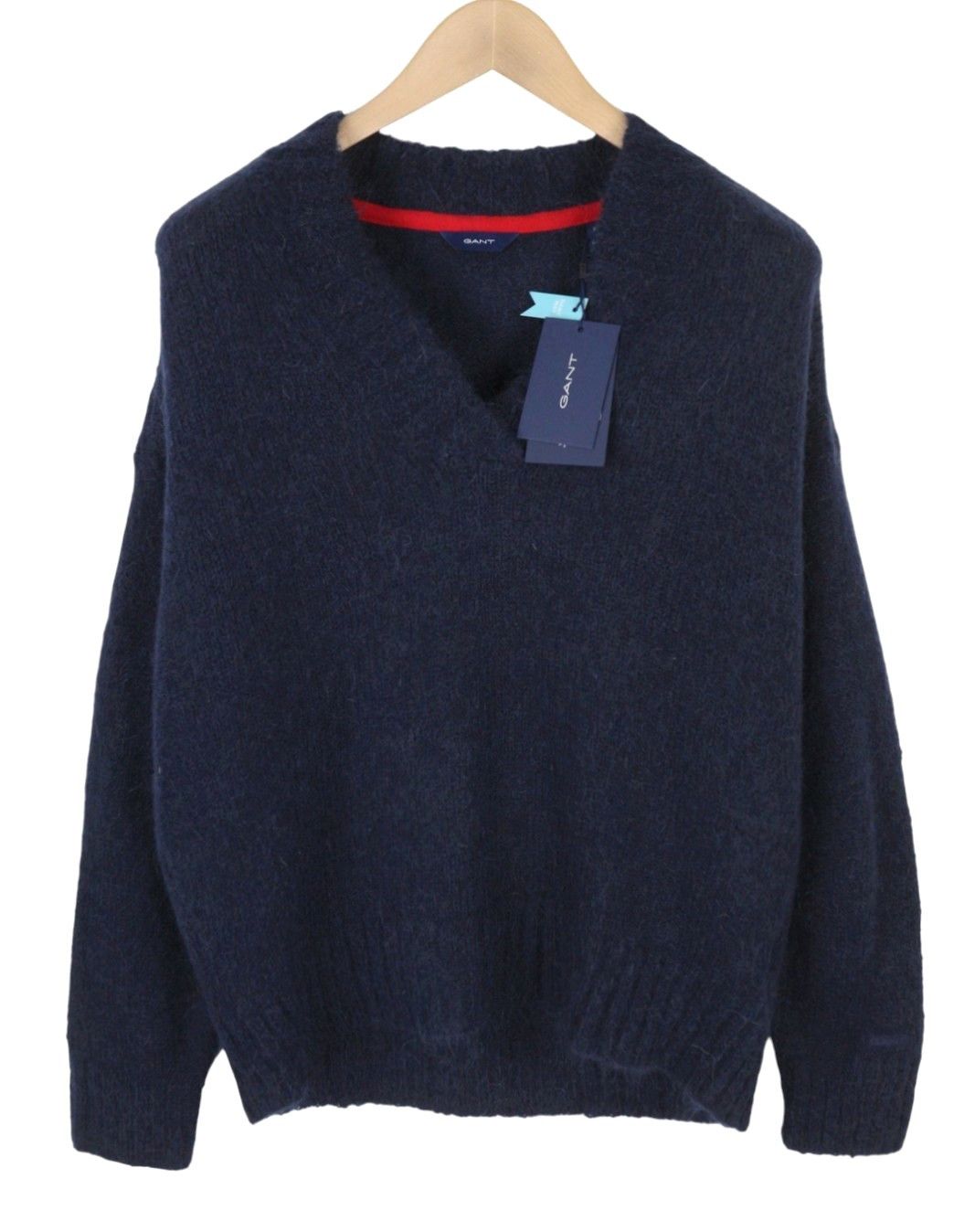 Gant MOHAIR V-NECK M Evening Blue Wool Blend Jumper 87228 Size M / US 6-8 / IT 42-44 - 3 Thumbnail