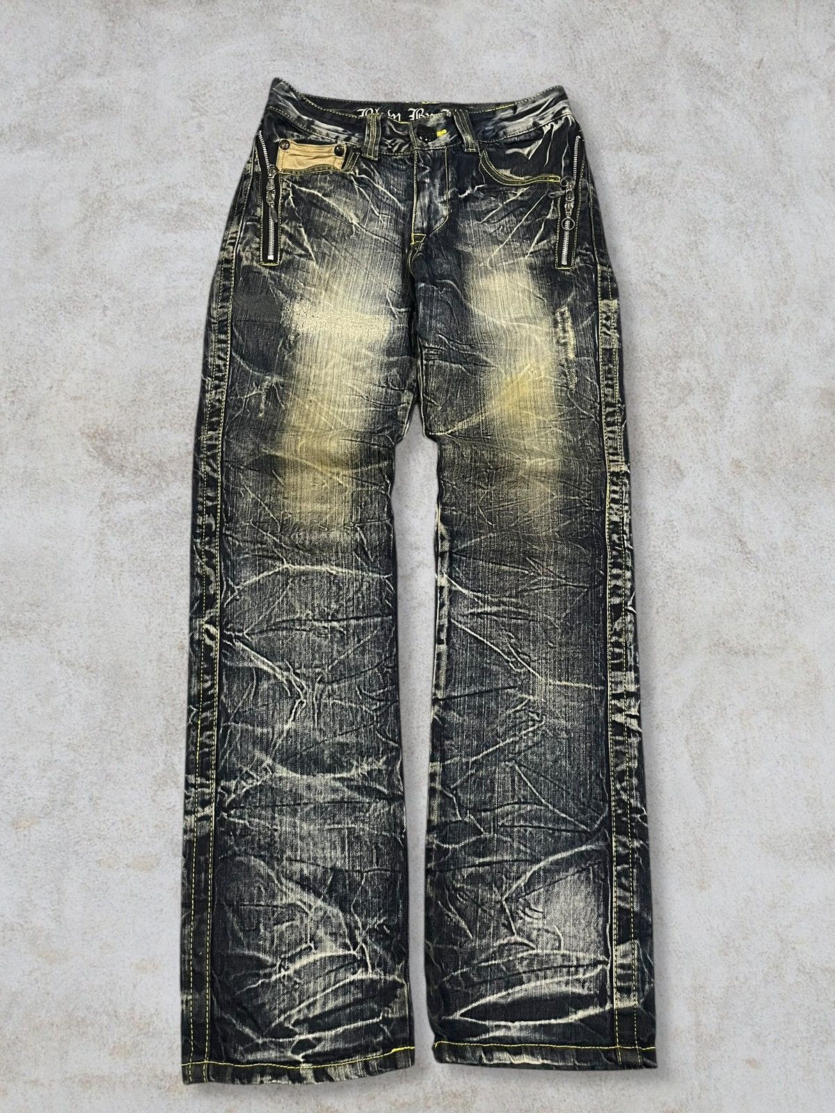 Le Grande Bleu (L.G.B.) Japanese Gothic And Punk Style Rusty Mud Wash Skull Jeans Size US 30 / EU 46 - 9 Thumbnail