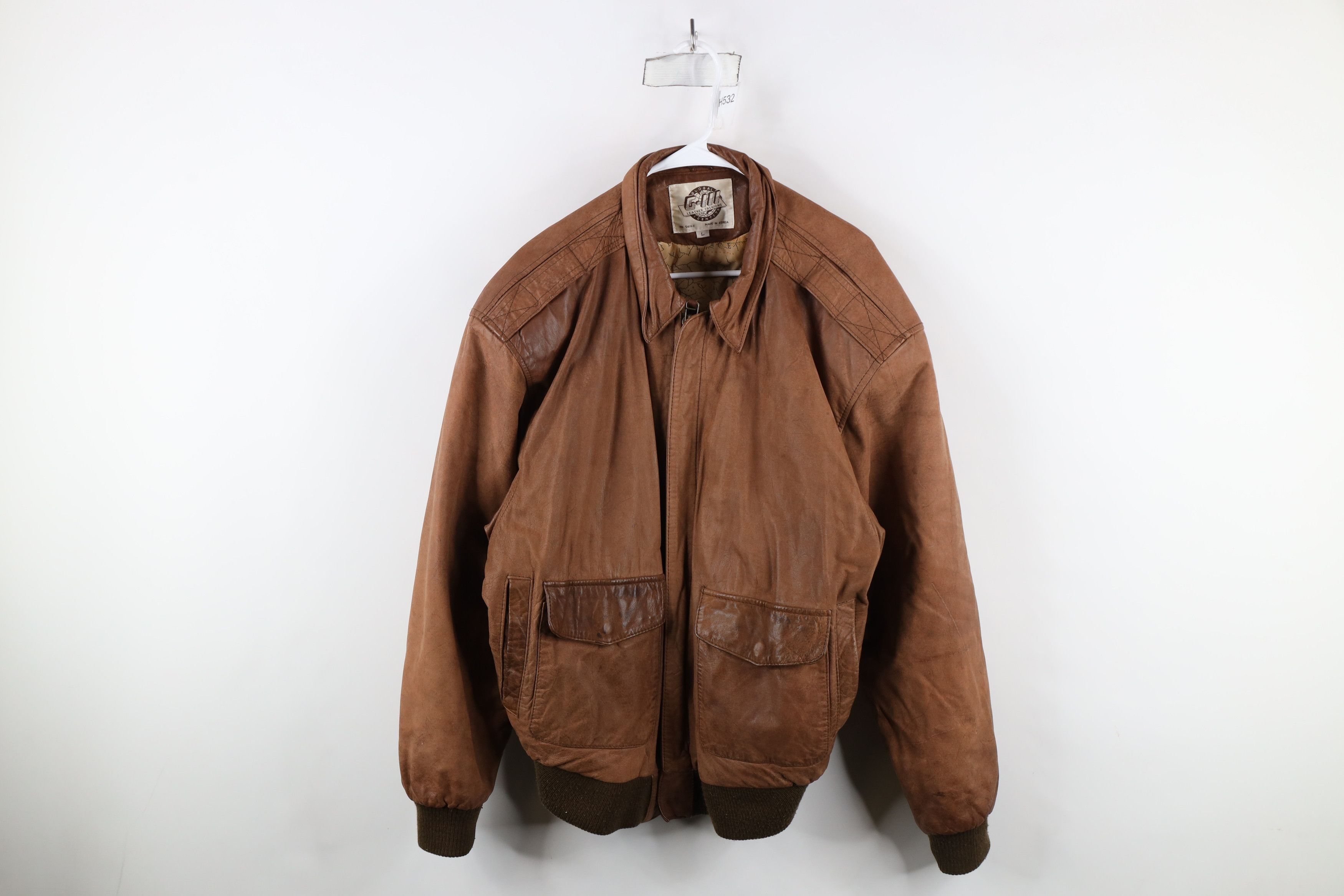 Vintage Vintage 90s Streetwear Leather Flight Bomber Jacket Brown Size US L / EU 52-54 / 3 - 1 Thumbnail