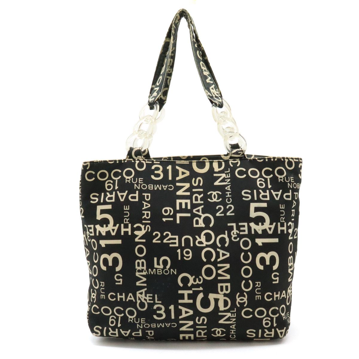 Chanel Chanel Chanel Canvas Plastic Chain Logo Tote Bag A18303 Canvas Tote Bag A18303 in Good Condition Size ONE SIZE - 1 Thumbnail