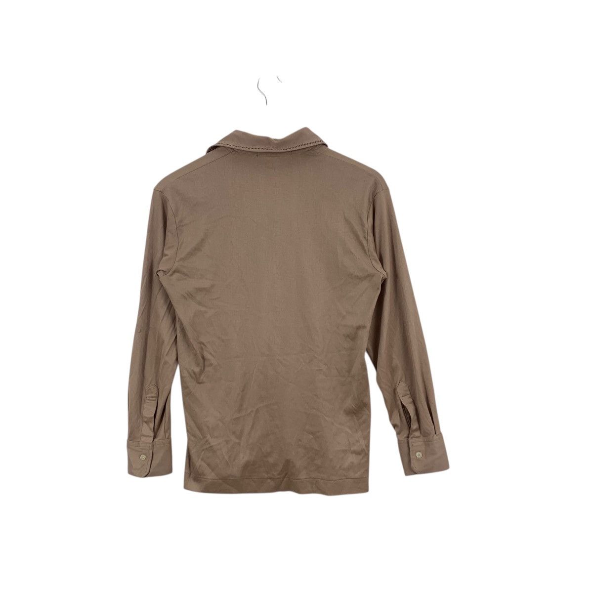 Vintage Vintage 70s WIDE COLLAR DISCO Brown Polo Tee Shirt Top long Size US S / EU 44-46 / 1 - 6 Thumbnail