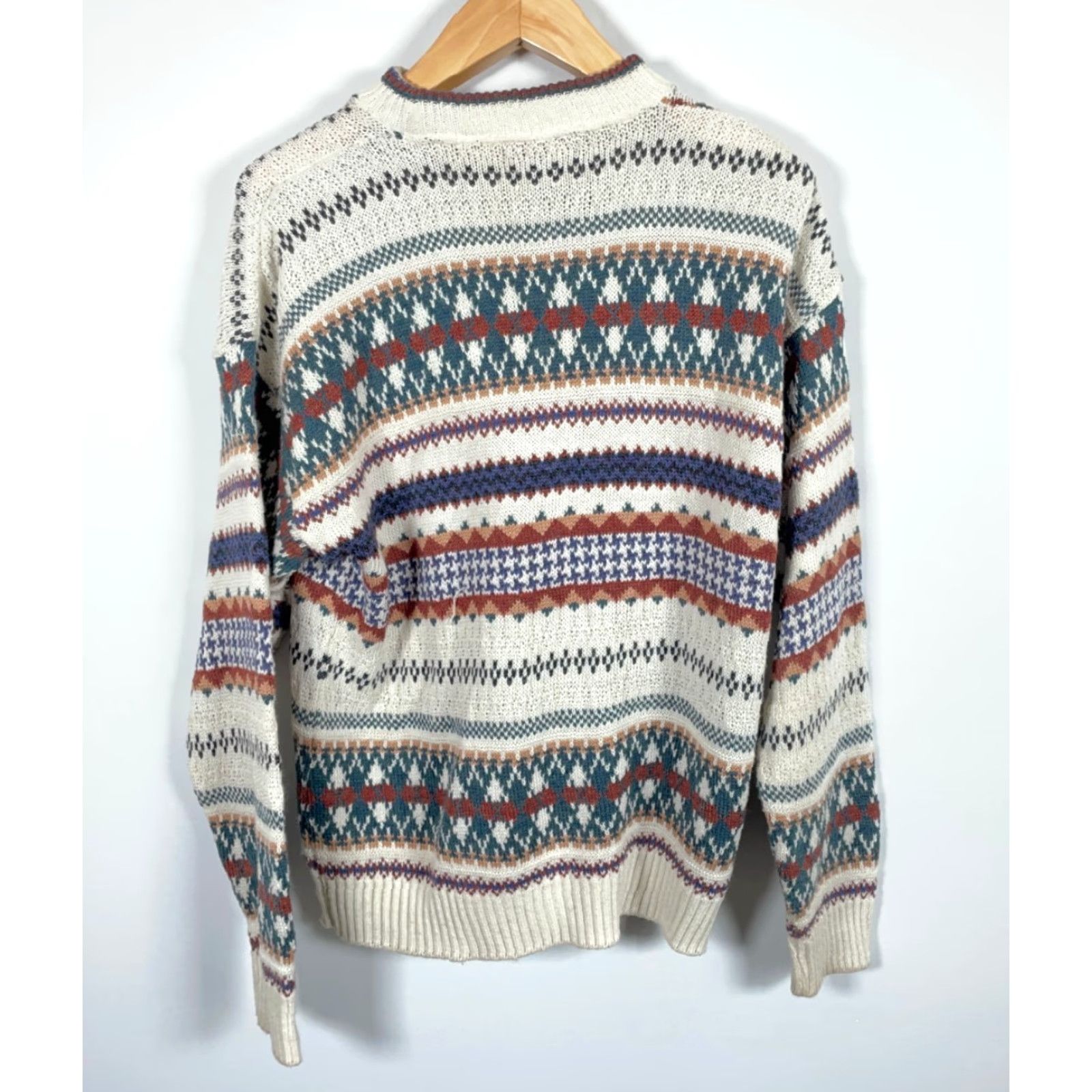 Vintage VINTAGE Old Glory Sweater Men's XL Ivory Fair Isle Crewneck Chunky-Knit Cotton Knit VTG 90s Size US XL / EU 56 / 4 - 2 Thumbnail