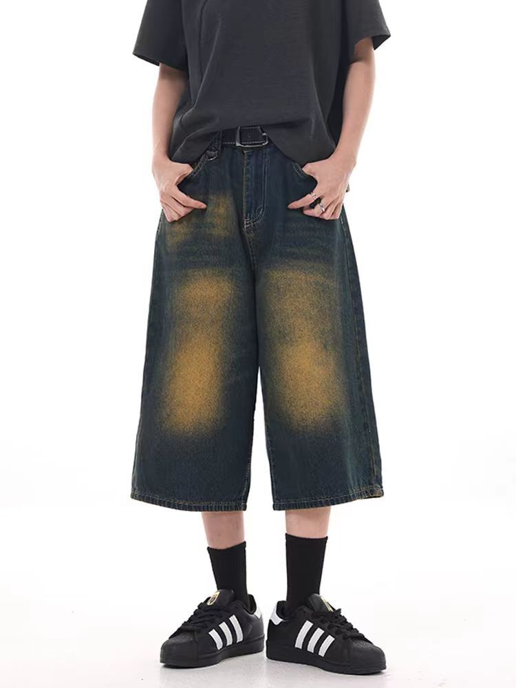 Japanese Brand × Vintage Washed vintage tube casual wide leg denim shorts Size US 34 / EU 50 - 1 Thumbnail