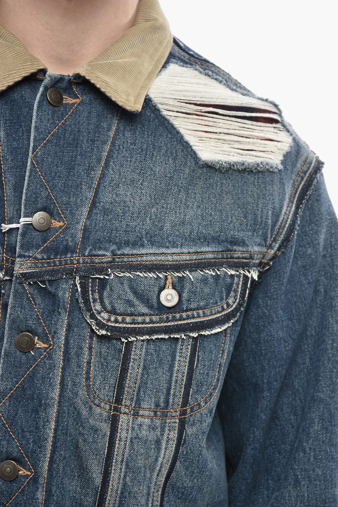 Maison Margiela og1mm0326 Distressed Denim Jacket in Blue Size US M / EU 48-50 / 2 - 3 Thumbnail
